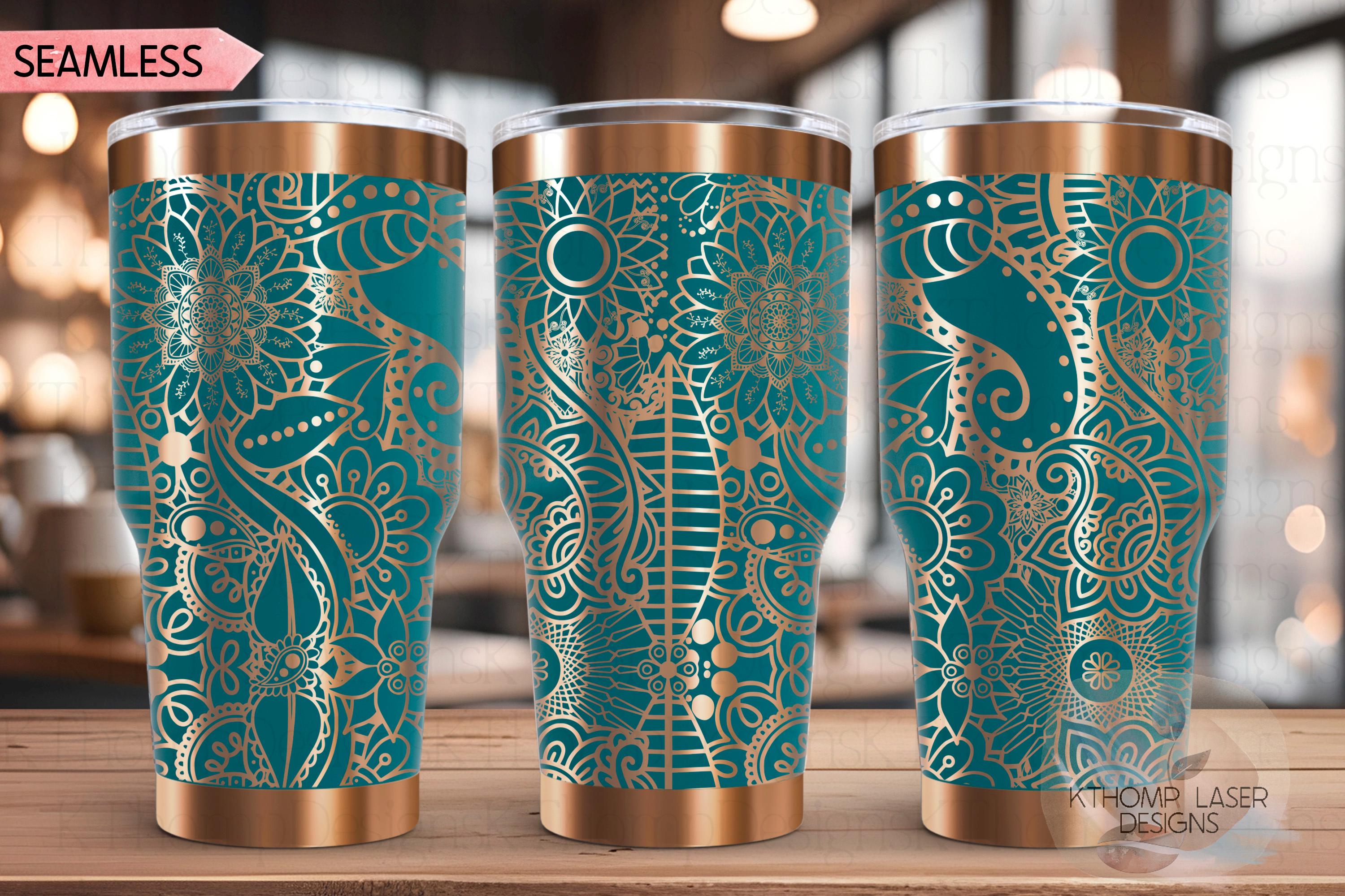 Henna Doodles Tumbler Wrap SVG | 20oz and 30oz Laser Engraving File | Rotary Ready Digital Design | Zodiac Boho SVG