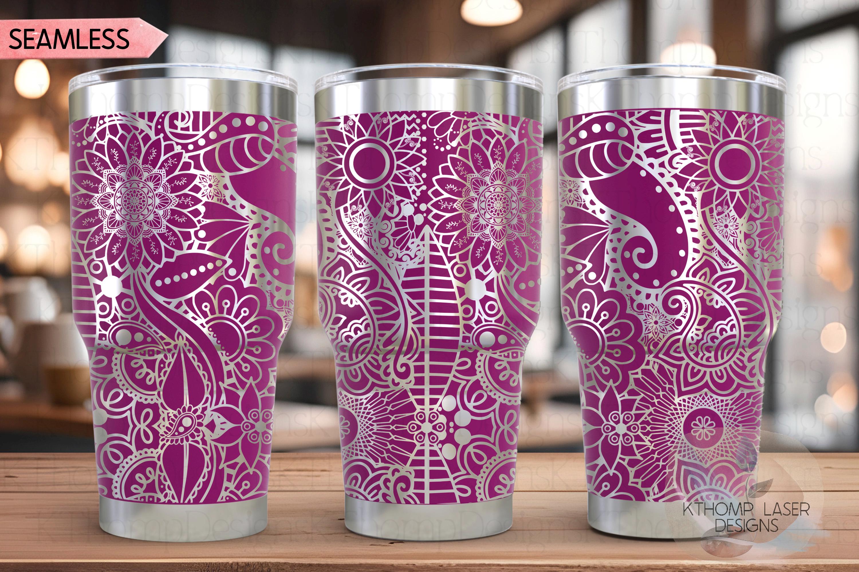 Henna Doodles Tumbler Wrap SVG | 20oz and 30oz Laser Engraving File | Rotary Ready Digital Design | Zodiac Boho SVG