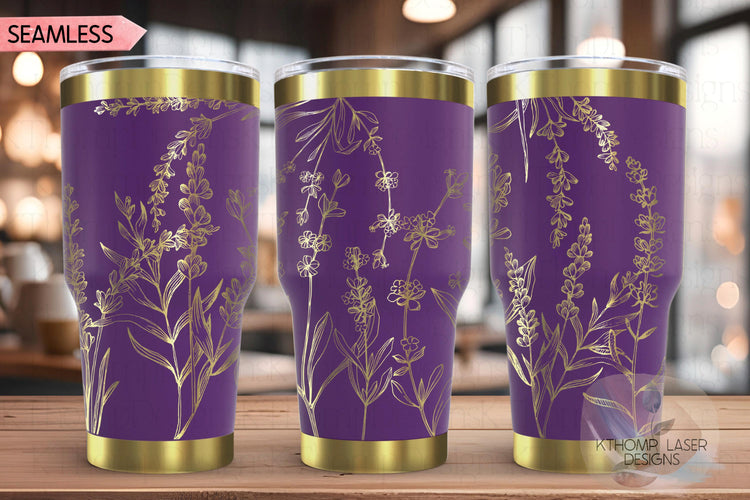 Lavender Tumbler Wrap SVG | 20oz and 30oz Laser Engraving File | Rotary Engrave Digital Design | Floral SVG Design