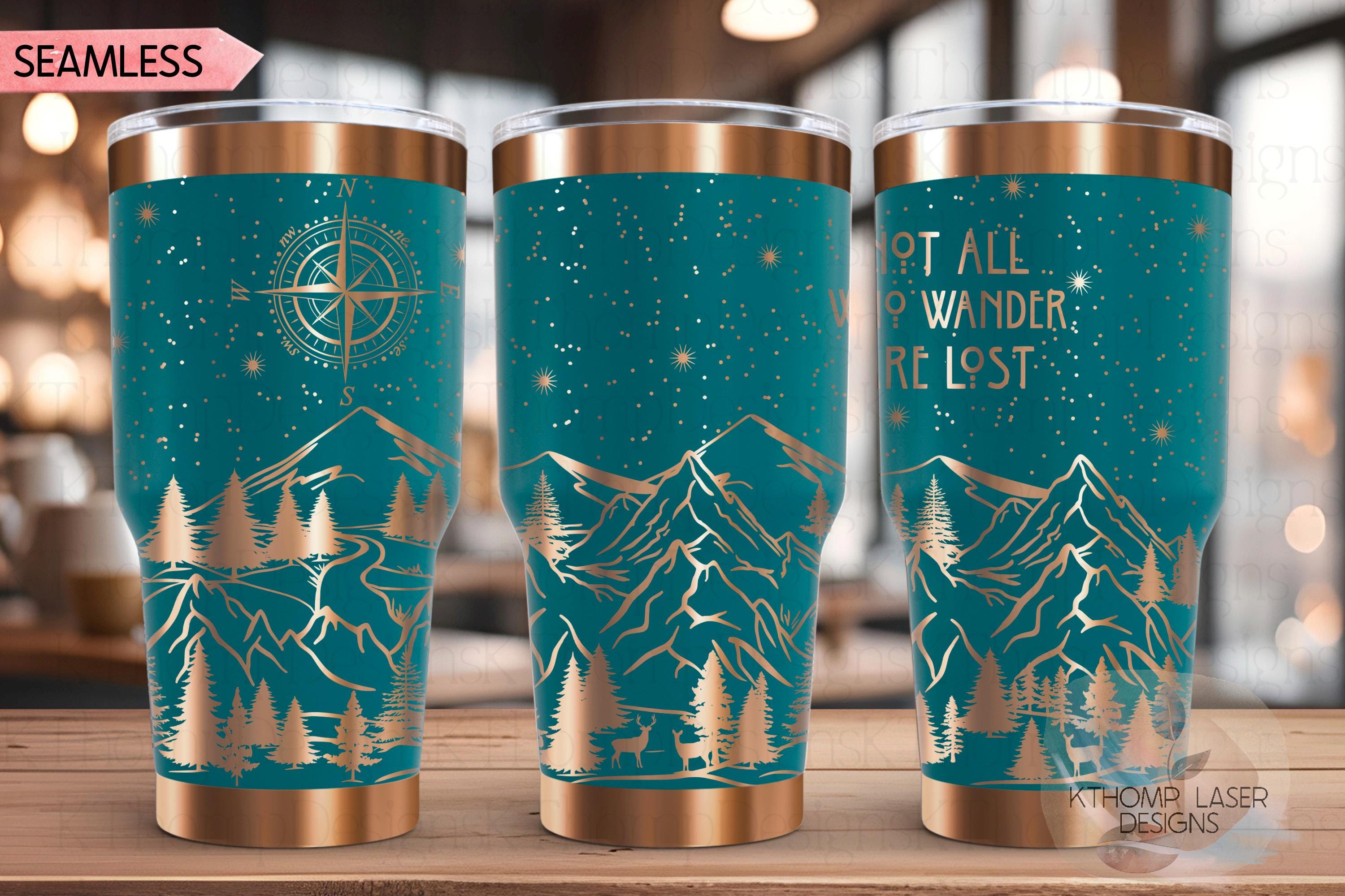 Not All Who Wander Are Lost Tumbler Wrap SVG | 20oz and 30oz Laser Engraving File | Rotary Ready Digital Design | Outdoor Nature SVG