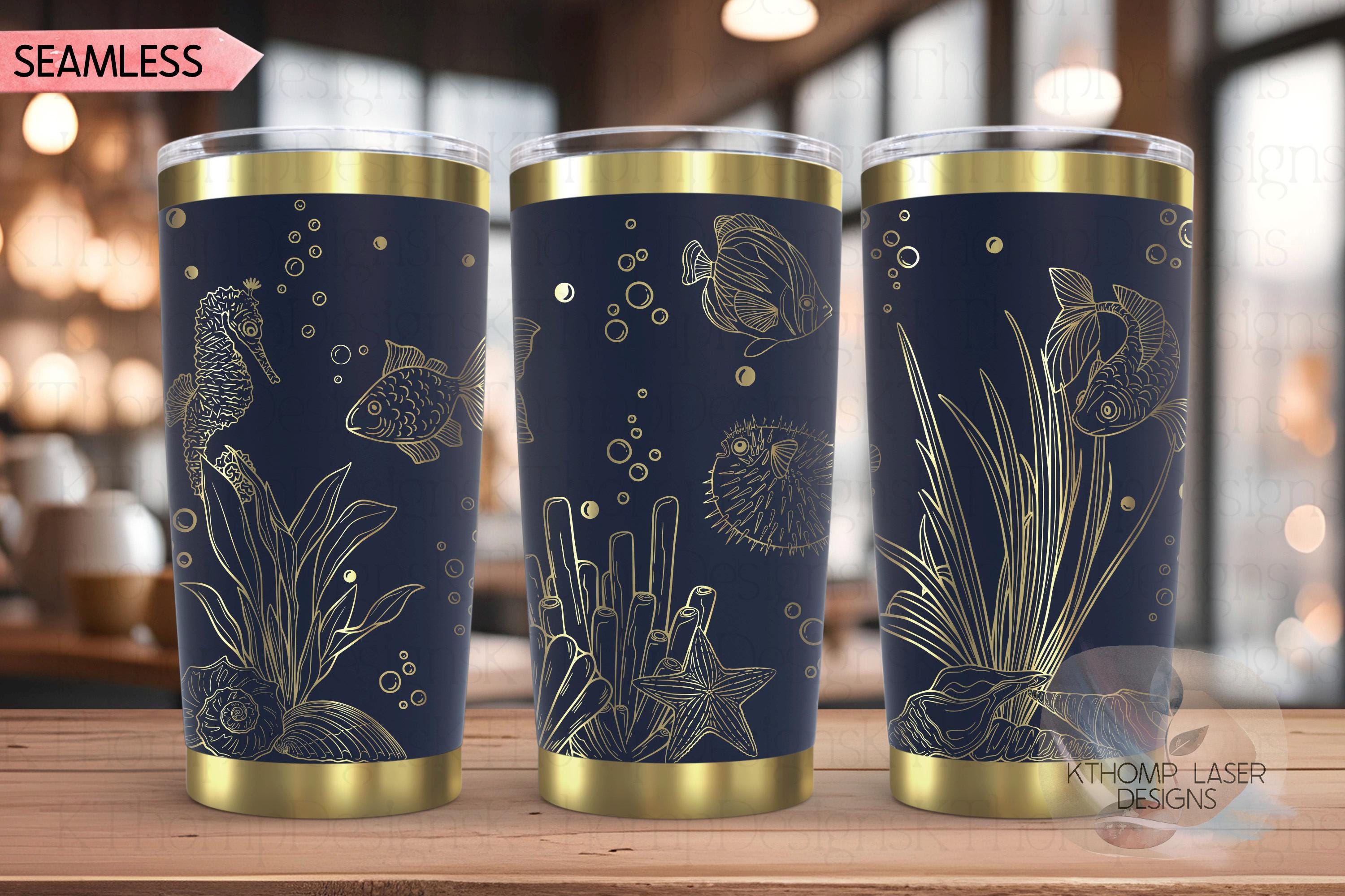 Ocean Life Tumbler Wrap SVG | 20oz and 30oz Laser Engraving File | Rotary Ready Digital Design | Ocean Nautical SVG