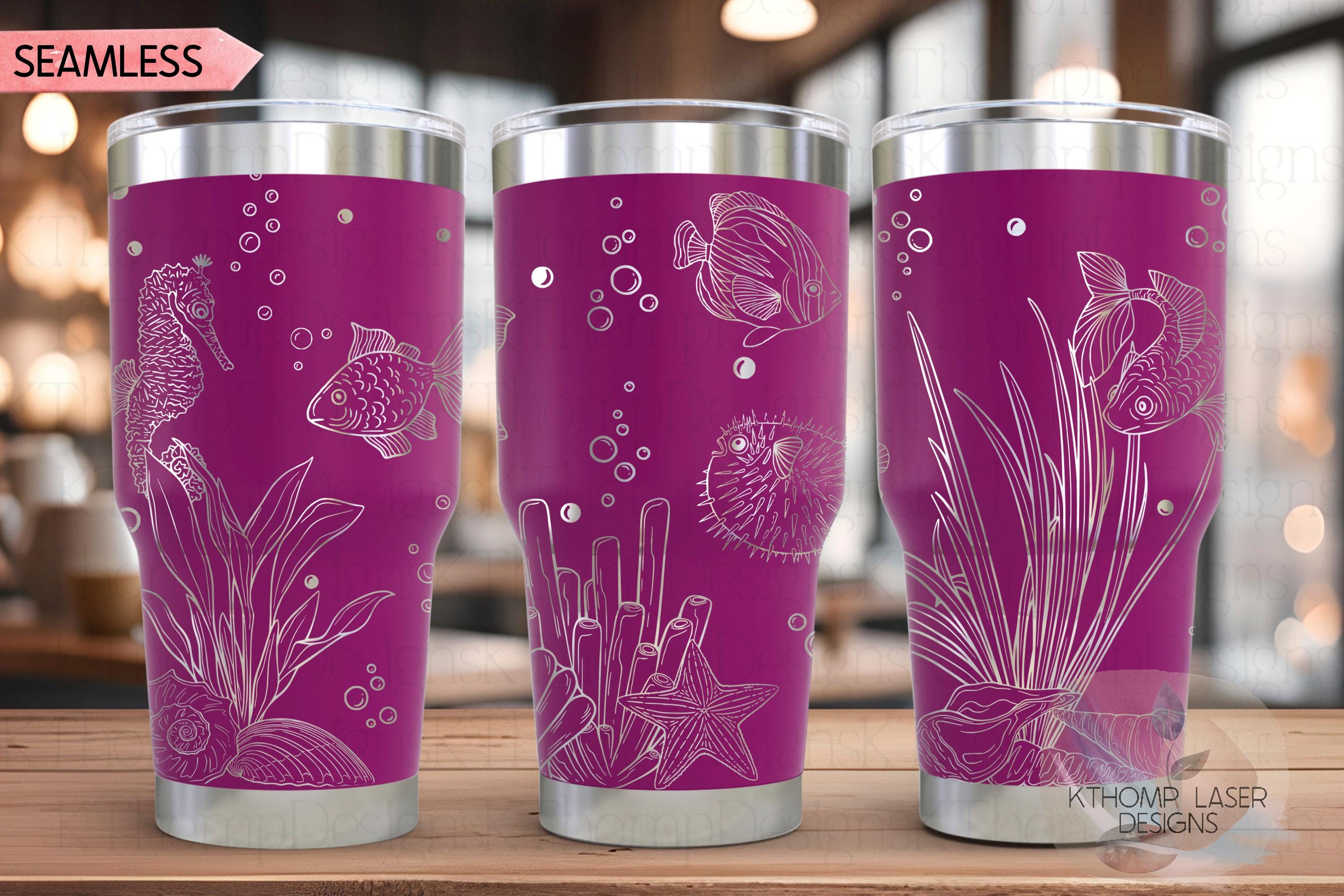 Ocean Life Tumbler Wrap SVG | 20oz and 30oz Laser Engraving File | Rotary Ready Digital Design | Ocean Nautical SVG