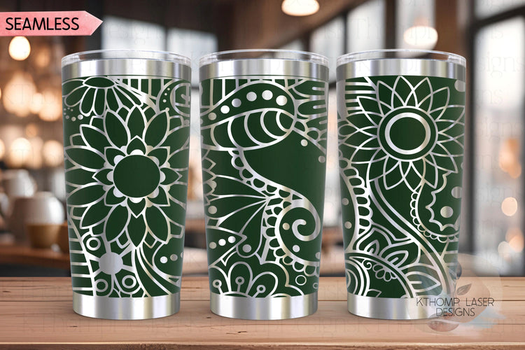 Paisley Doodles Pattern Tumbler Wrap SVG | 20oz and 30oz Laser Engraving File | Rotary Ready Digital Background SVG