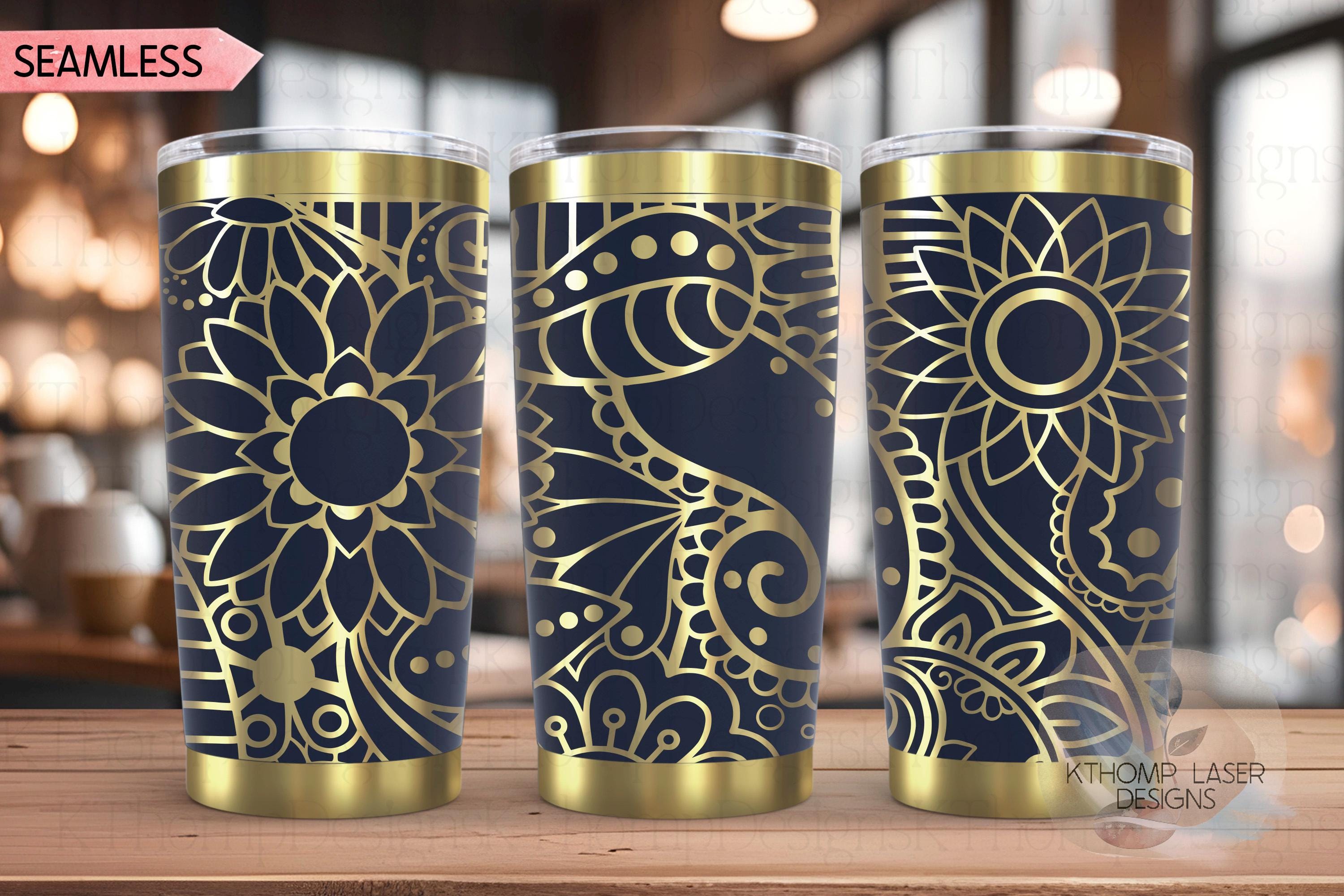 Paisley Doodles Pattern Tumbler Wrap SVG | 20oz and 30oz Laser Engraving File | Rotary Ready Digital Background SVG