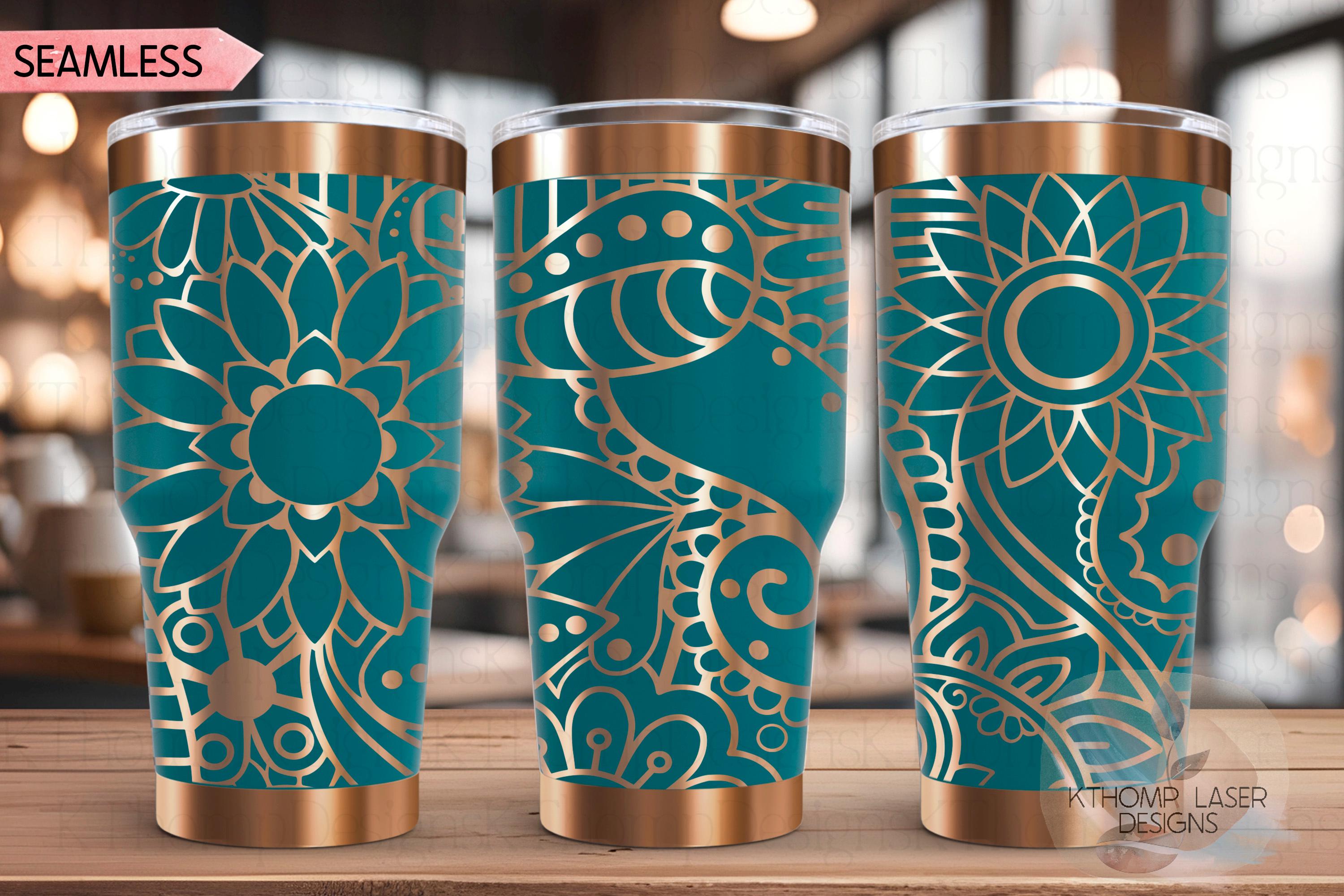 Paisley Doodles Pattern Tumbler Wrap SVG | 20oz and 30oz Laser Engraving File | Rotary Ready Digital Background SVG