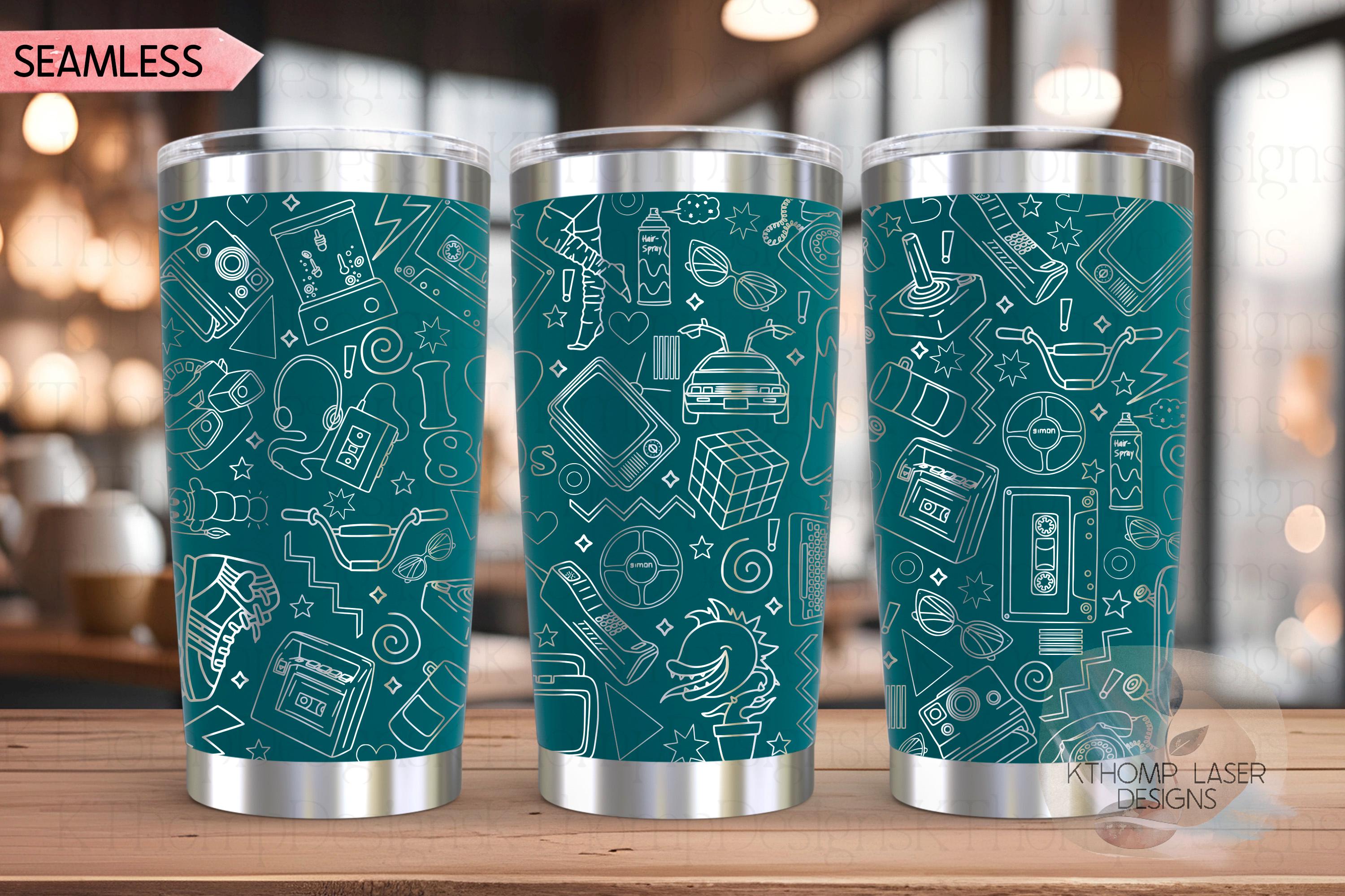 Awesome 80's Vibe Tumbler Wrap SVG | 20oz and 30oz Laser Engraving File | Rotary Ready Digital Design | Decades SVG