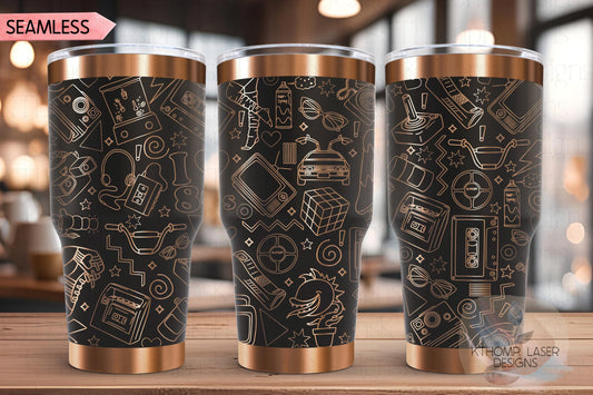 Awesome 80's Vibe Tumbler Wrap SVG | 20oz and 30oz Laser Engraving File | Rotary Ready Digital Design | Decades SVG