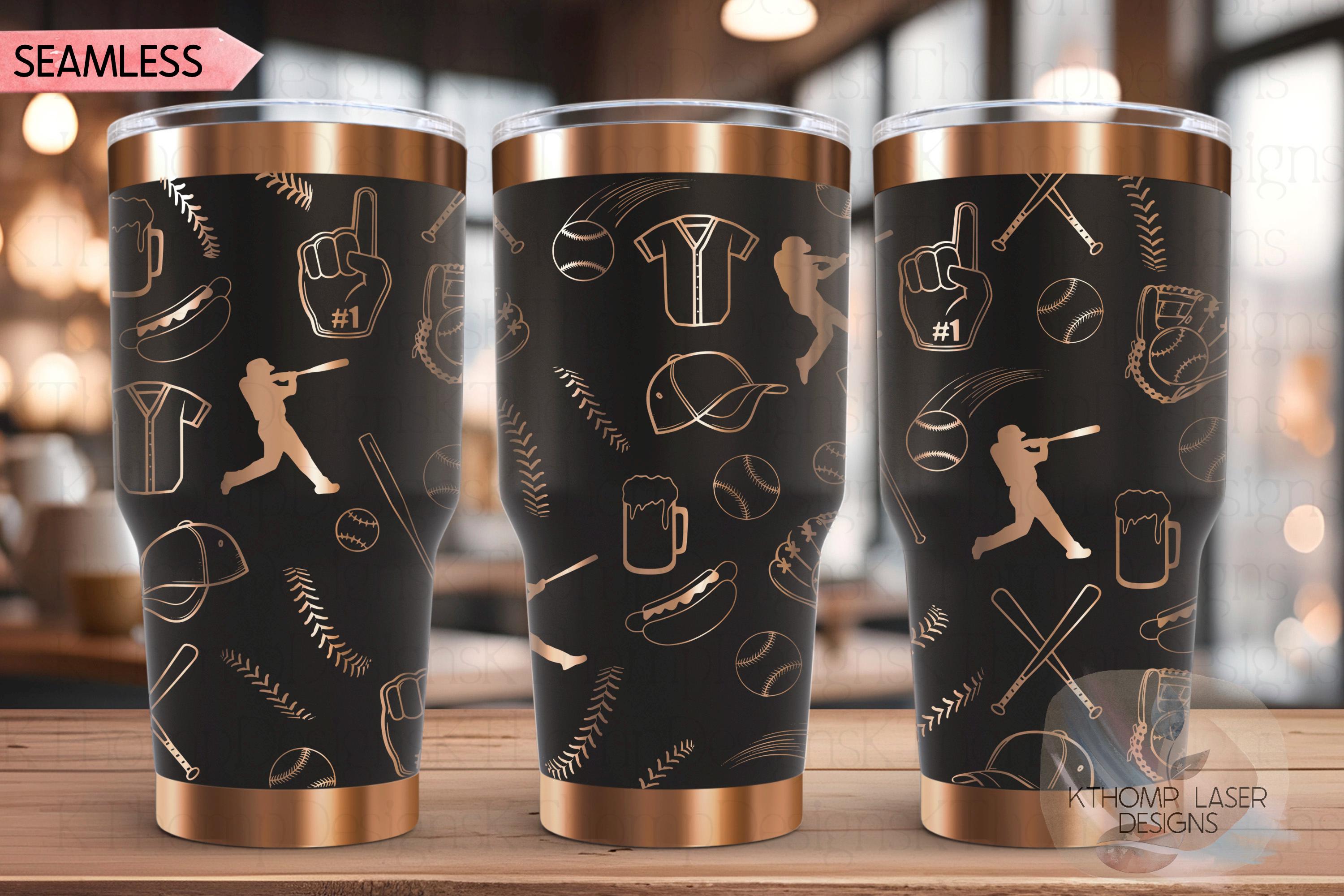 Baseball Doodles Tumbler Wrap SVG | 20oz and 30oz Laser Engraving File | Rotary Ready Digital Design | Sports Fan SVG