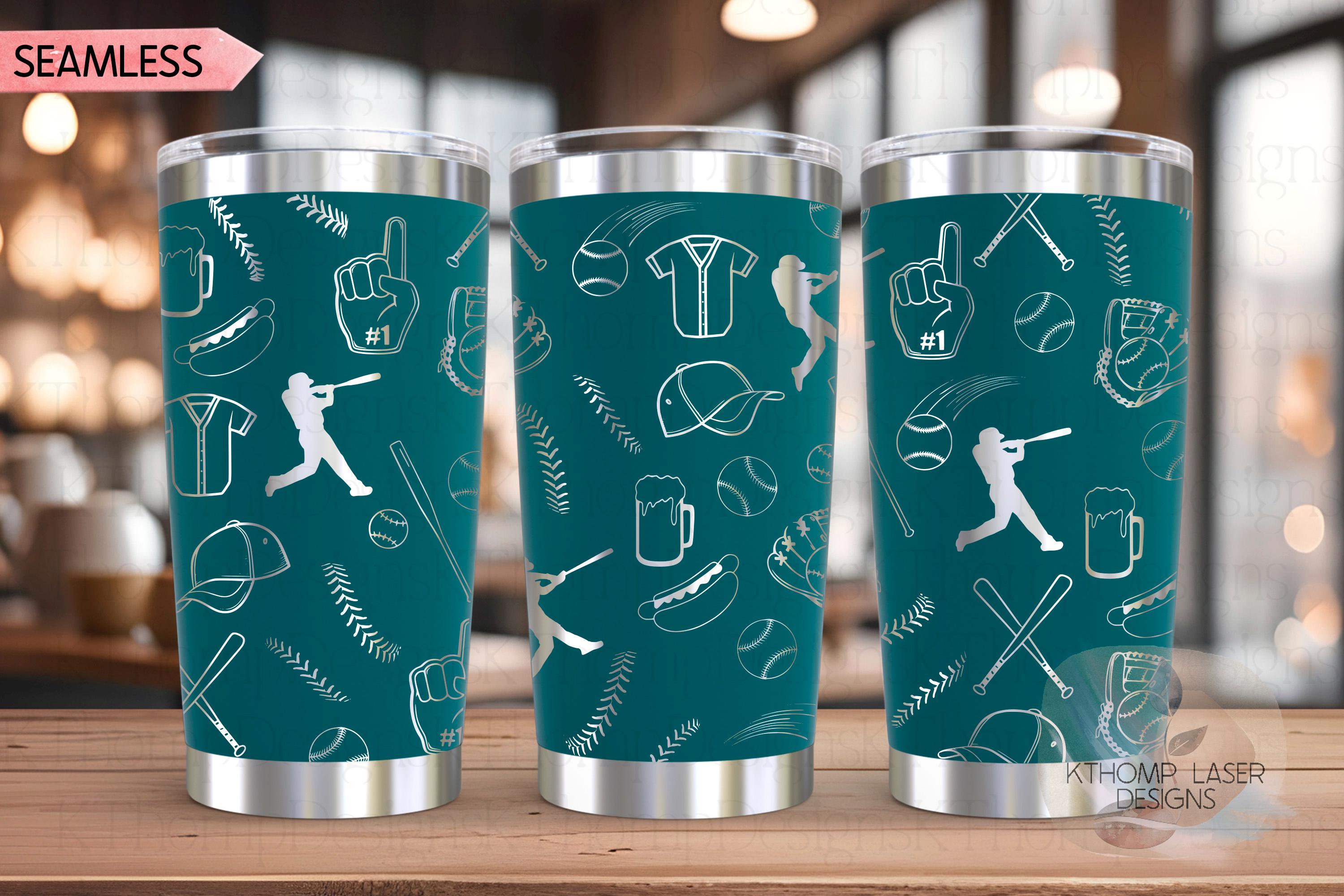 Baseball Doodles Tumbler Wrap SVG | 20oz and 30oz Laser Engraving File | Rotary Ready Digital Design | Sports Fan SVG