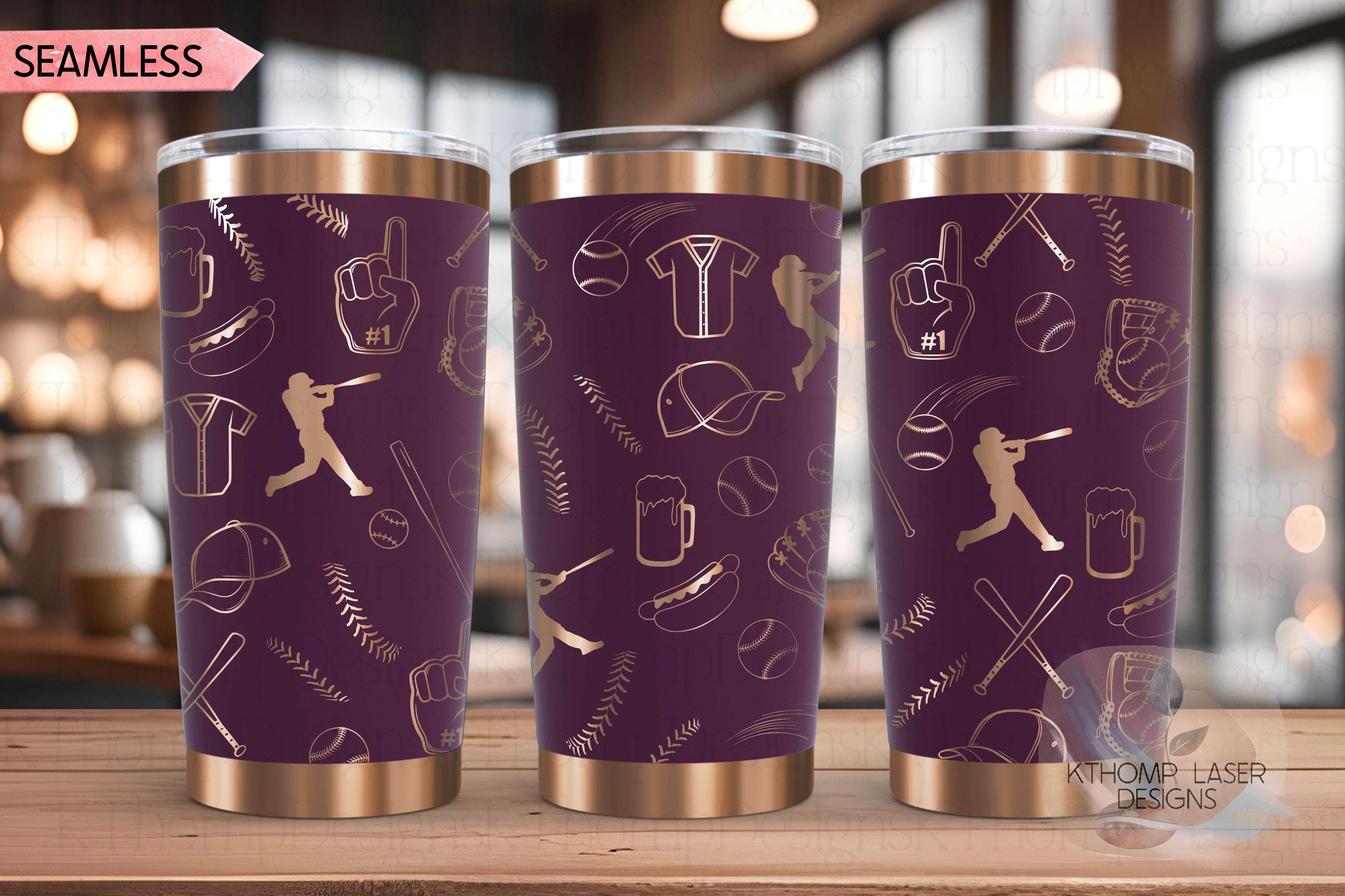 Baseball Doodles Tumbler Wrap SVG | 20oz and 30oz Laser Engraving File | Rotary Ready Digital Design | Sports Fan SVG