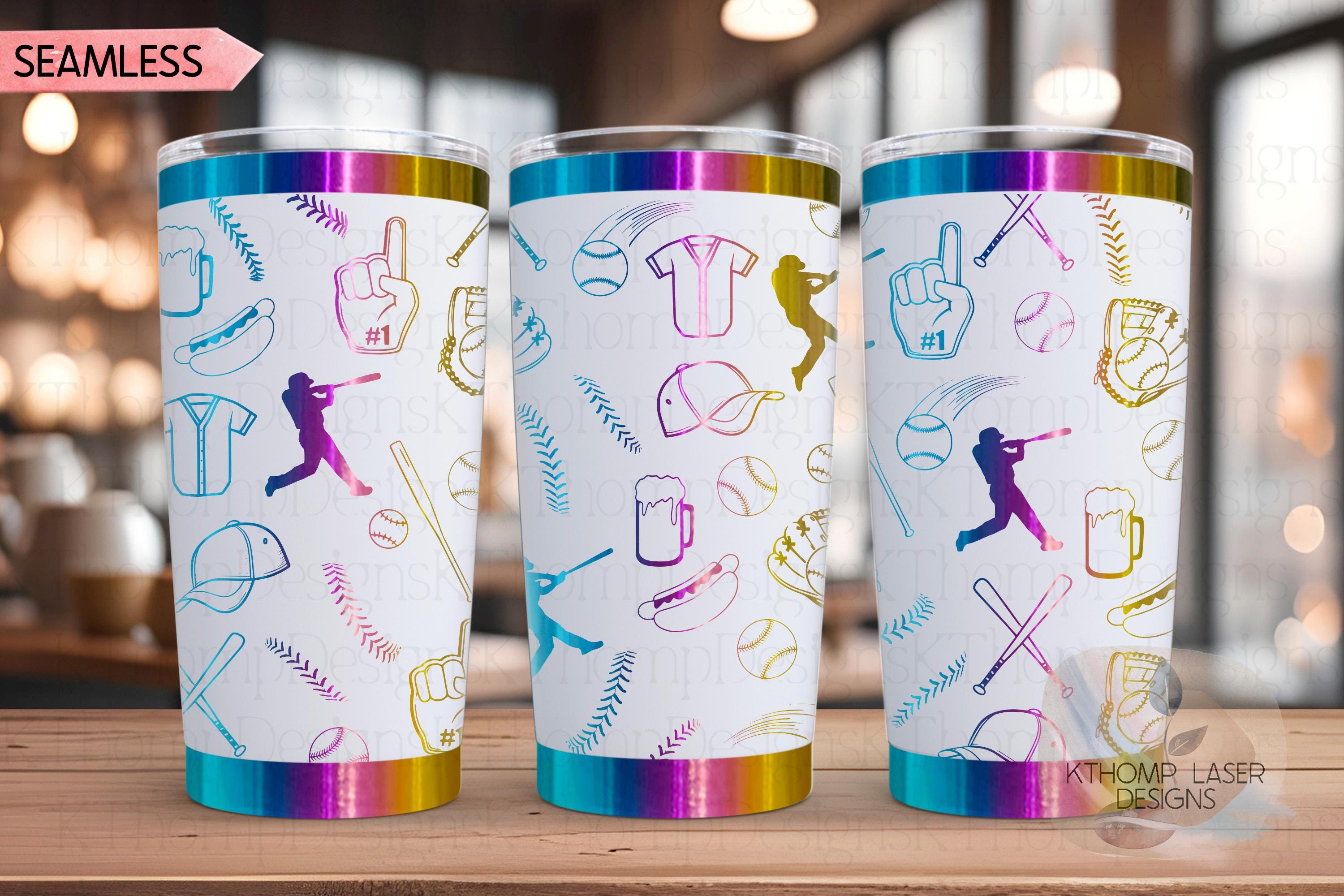 Baseball Doodles Tumbler Wrap SVG | 20oz and 30oz Laser Engraving File | Rotary Ready Digital Design | Sports Fan SVG