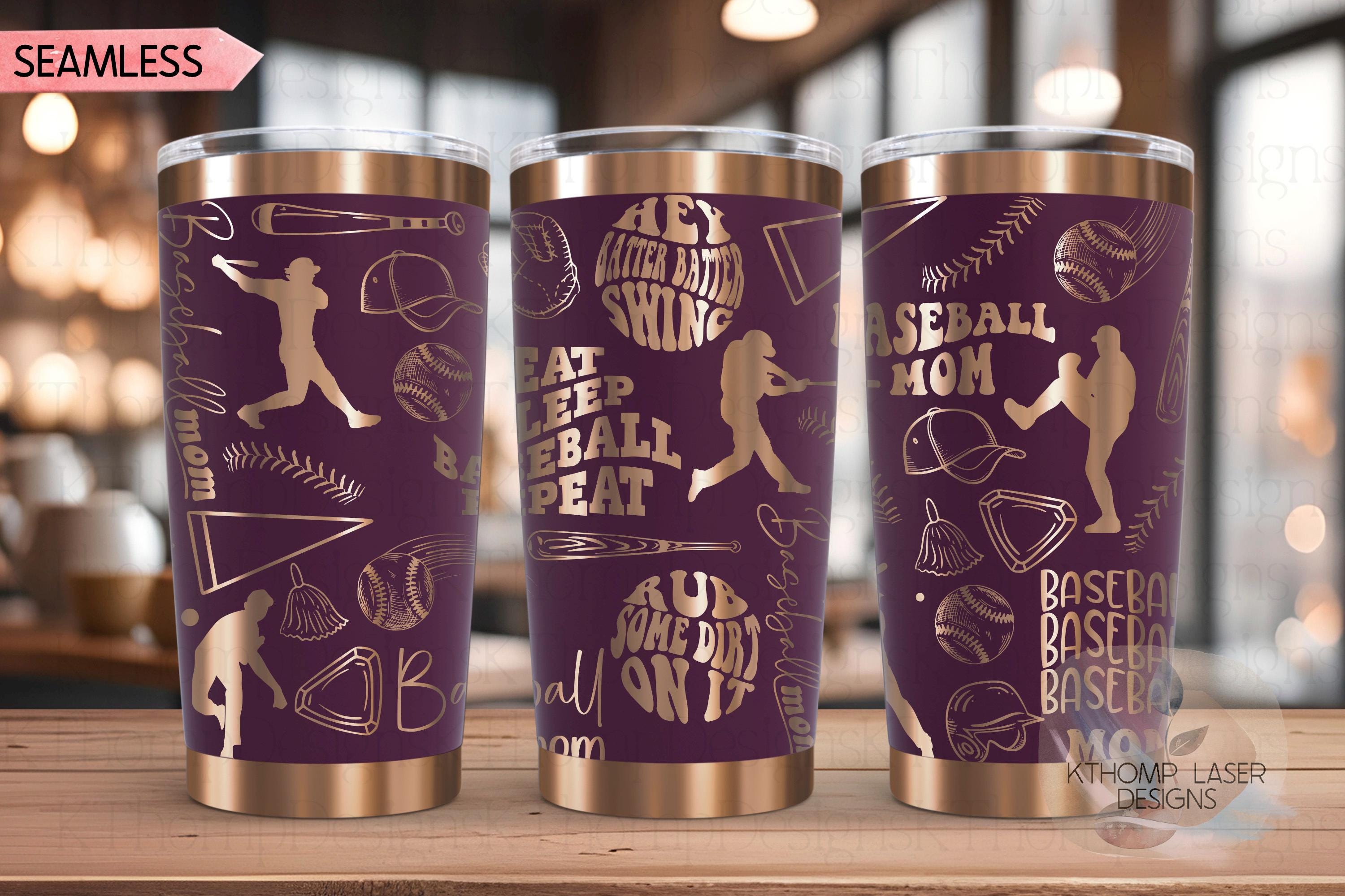 Baseball Mom Tumbler Wrap SVG | 20oz and 30oz Laser Engraving File | Rotary Ready Digital Design | Mom Life SVG