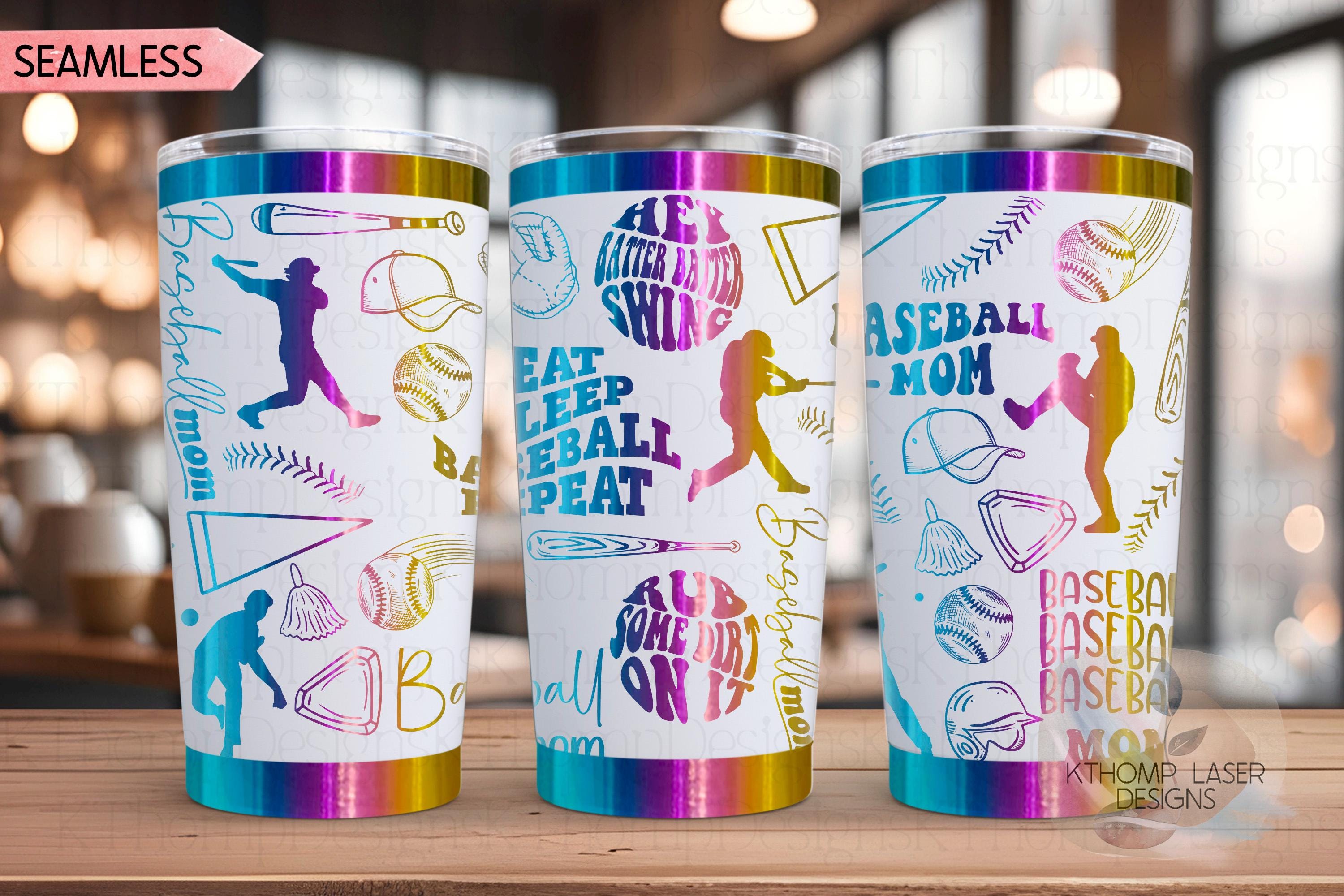 Baseball Mom Tumbler Wrap SVG | 20oz and 30oz Laser Engraving File | Rotary Ready Digital Design | Mom Life SVG