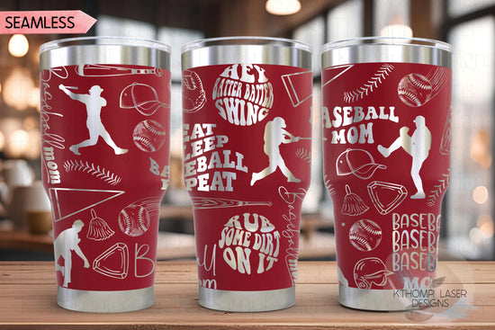 Baseball Mom Tumbler Wrap SVG | 20oz and 30oz Laser Engraving File | Rotary Ready Digital Design | Mom Life SVG