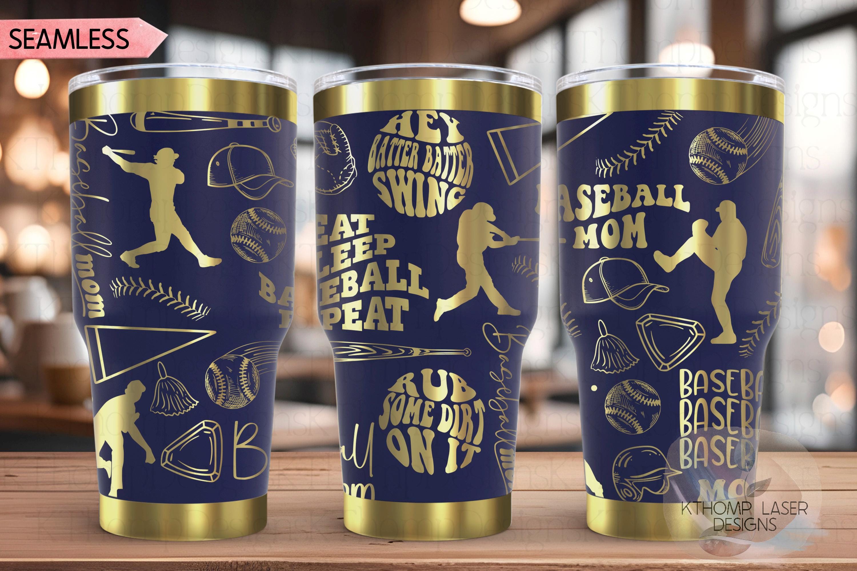 Baseball Mom Tumbler Wrap SVG | 20oz and 30oz Laser Engraving File | Rotary Ready Digital Design | Mom Life SVG