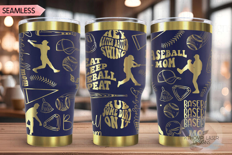 Baseball Mom Tumbler Wrap SVG | 20oz and 30oz Laser Engraving File | Rotary Ready Digital Design | Mom Life SVG