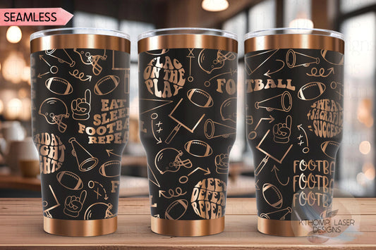 Football Fan Tumbler Wrap SVG | 20oz and 30oz Laser Engraving File | Rotary Ready Digital Design | Sports Fan SVG