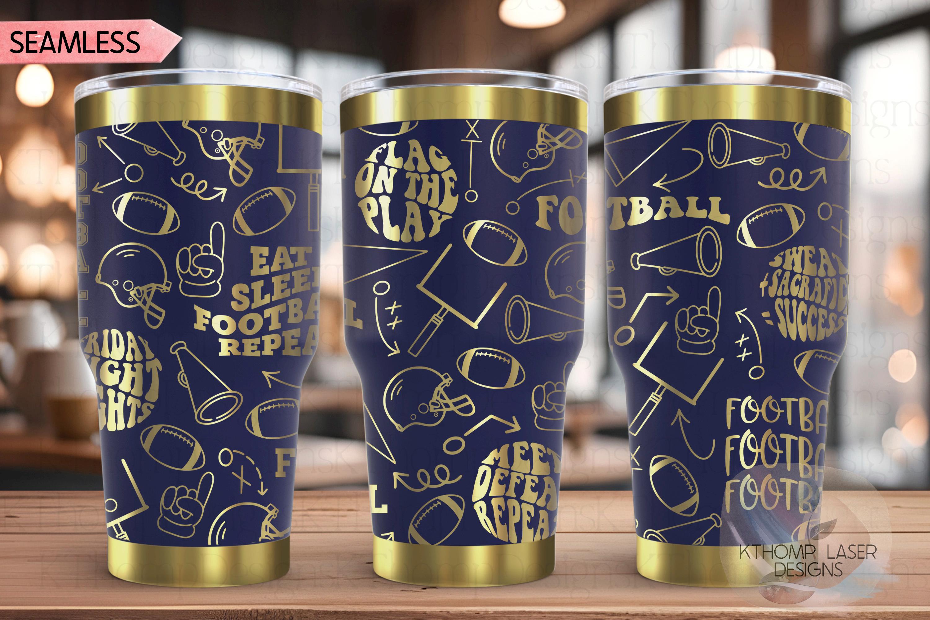 Football Fan Tumbler Wrap SVG | 20oz and 30oz Laser Engraving File | Rotary Ready Digital Design | Sports Fan SVG