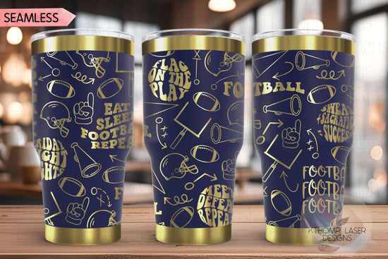 Football Fan Tumbler Wrap SVG | 20oz and 30oz Laser Engraving File | Rotary Ready Digital Design | Sports Fan SVG