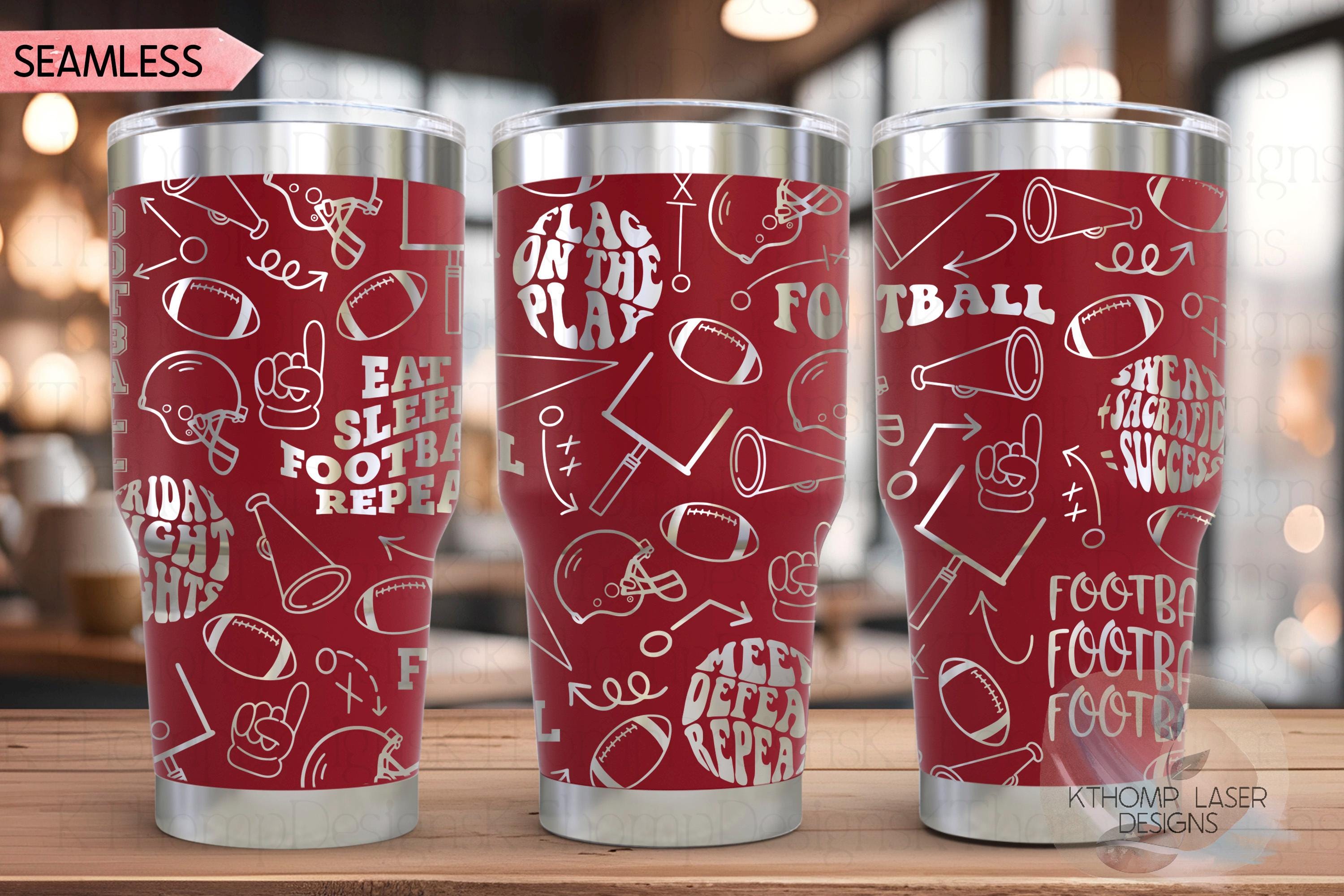 Football Fan Tumbler Wrap SVG | 20oz and 30oz Laser Engraving File | Rotary Ready Digital Design | Sports Fan SVG