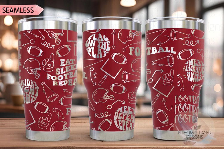 Football Fan Tumbler Wrap SVG | 20oz and 30oz Laser Engraving File | Rotary Ready Digital Design | Sports Fan SVG