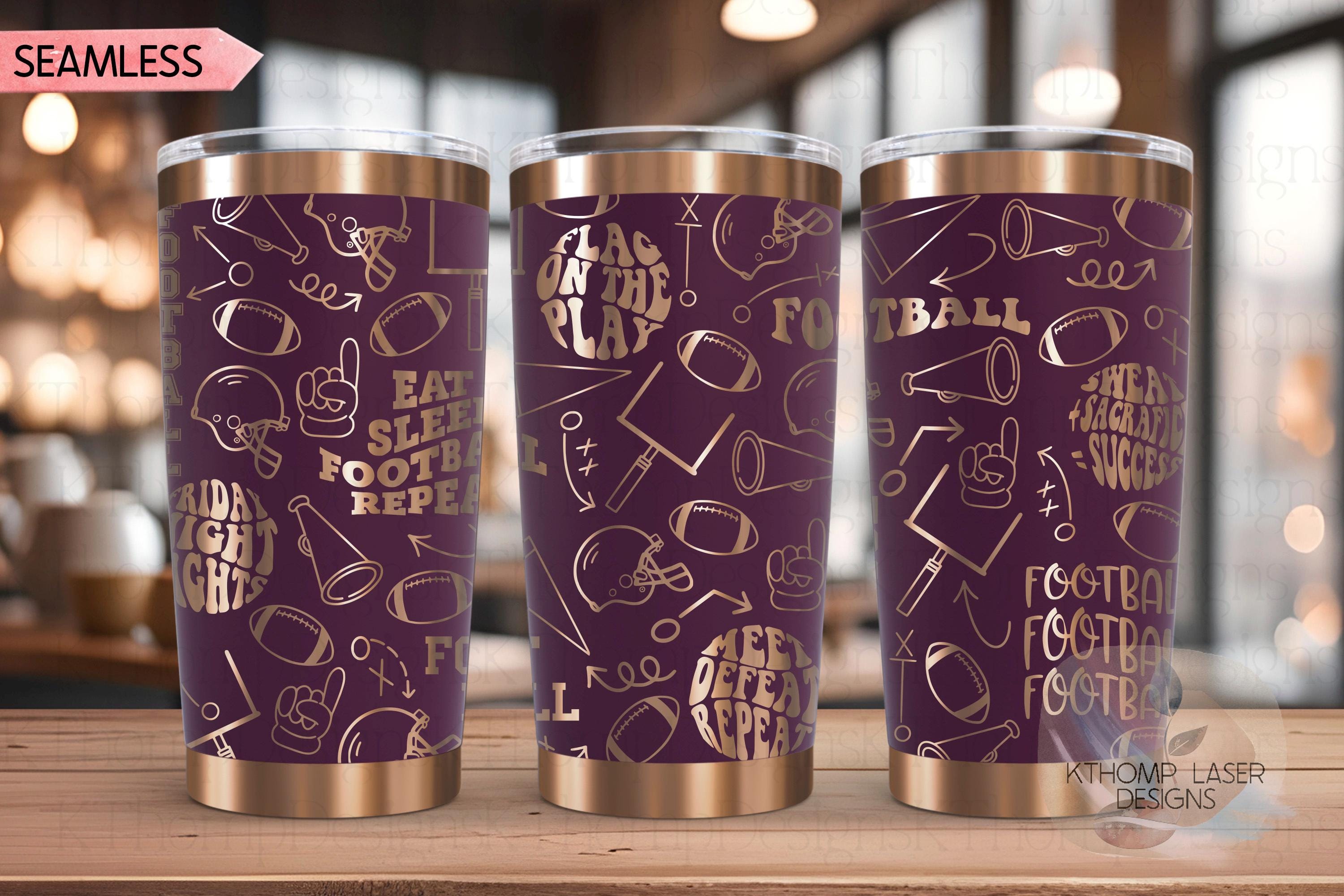 Football Fan Tumbler Wrap SVG | 20oz and 30oz Laser Engraving File | Rotary Ready Digital Design | Sports Fan SVG