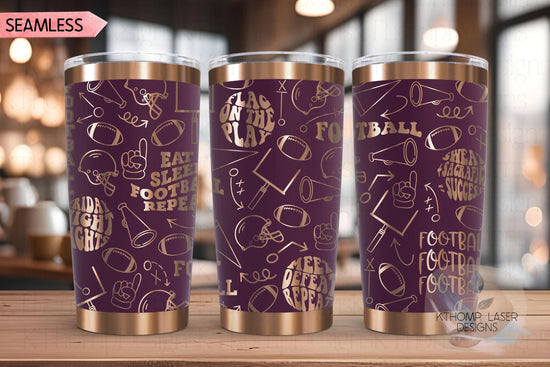 Football Fan Tumbler Wrap SVG | 20oz and 30oz Laser Engraving File | Rotary Ready Digital Design | Sports Fan SVG
