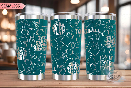 Football Fan Tumbler Wrap SVG | 20oz and 30oz Laser Engraving File | Rotary Ready Digital Design | Sports Fan SVG