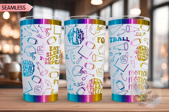 Football Fan Tumbler Wrap SVG | 20oz and 30oz Laser Engraving File | Rotary Ready Digital Design | Sports Fan SVG