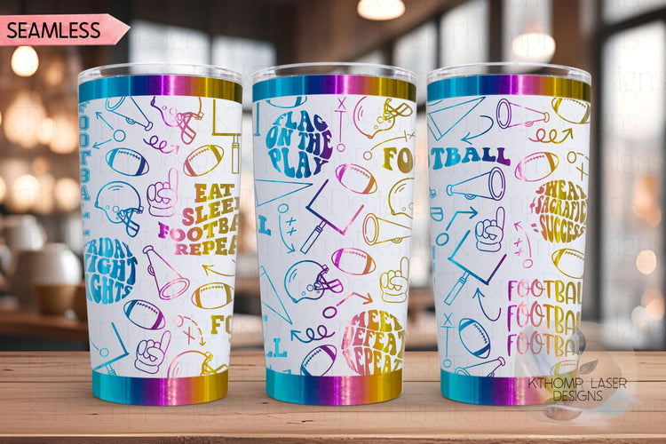 Football Fan Tumbler Wrap SVG | 20oz and 30oz Laser Engraving File | Rotary Ready Digital Design | Sports Fan SVG