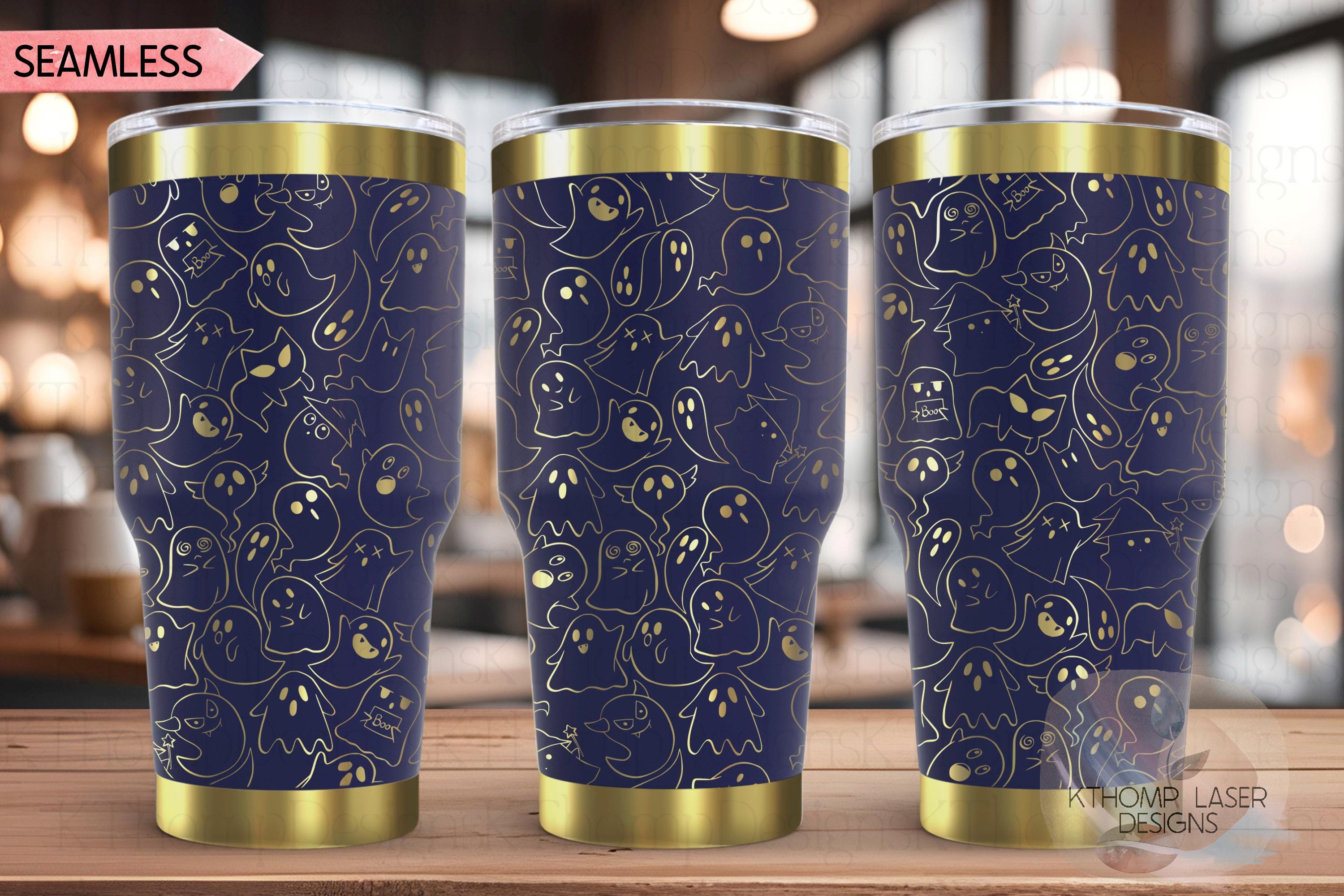 Halloween Ghosts Doodles Holiday Tumbler Wrap SVG | 20oz and 30oz Laser Engraving File | Rotary Ready Digital Design | Seasonal SVG
