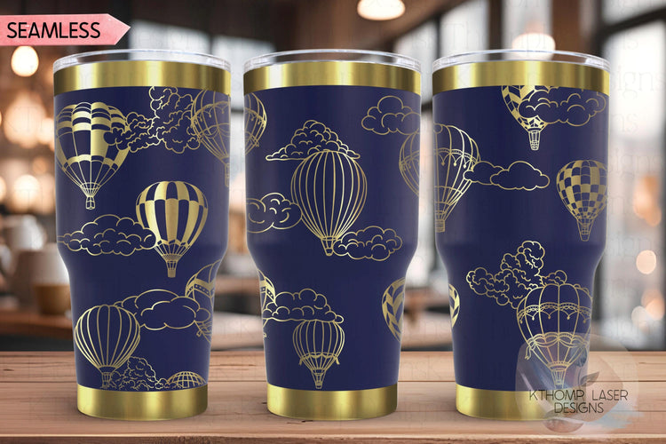 Hot Air Balloons Tumbler Wrap SVG | 20oz and 30oz Laser Engraving File | Rotary Ready Digital Design | Fantasy Magic SVG