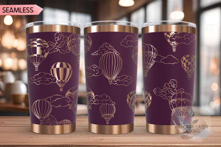 Hot Air Balloons Tumbler Wrap SVG | 20oz and 30oz Laser Engraving File | Rotary Ready Digital Design | Fantasy Magic SVG