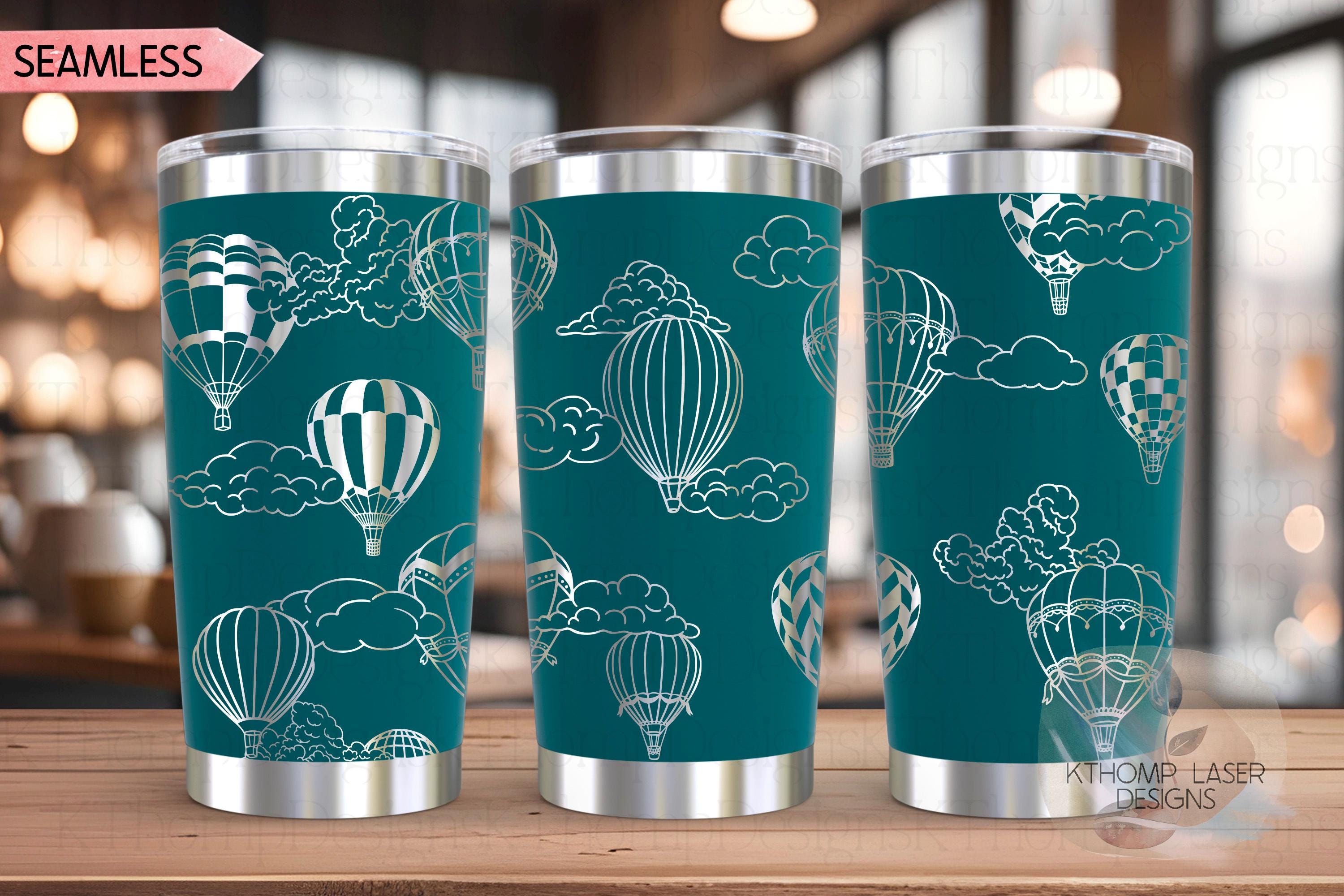 Hot Air Balloons Tumbler Wrap SVG | 20oz and 30oz Laser Engraving File | Rotary Ready Digital Design | Fantasy Magic SVG