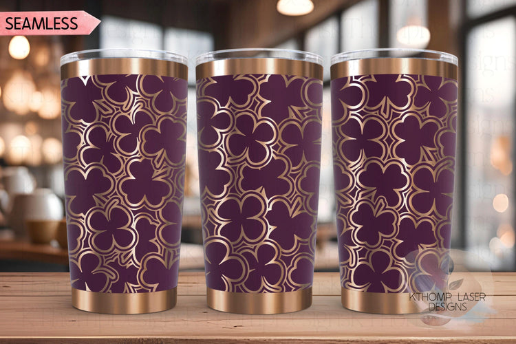 Shamrocks Burst Holiday Tumbler Wrap SVG | 20oz and 30oz Laser Engraving File | Rotary Ready Digital Design | Seasonal SVG