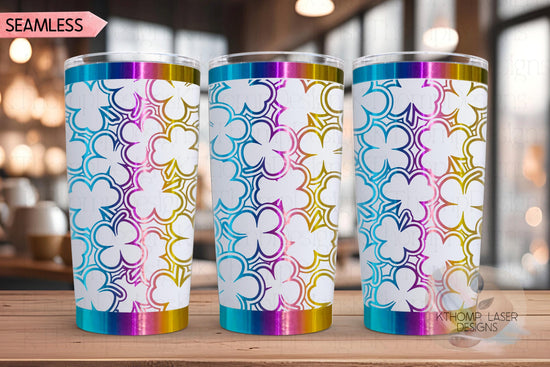Shamrocks Burst Holiday Tumbler Wrap SVG | 20oz and 30oz Laser Engraving File | Rotary Ready Digital Design | Seasonal SVG