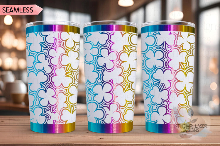 Shamrocks Burst Holiday Tumbler Wrap SVG | 20oz and 30oz Laser Engraving File | Rotary Ready Digital Design | Seasonal SVG