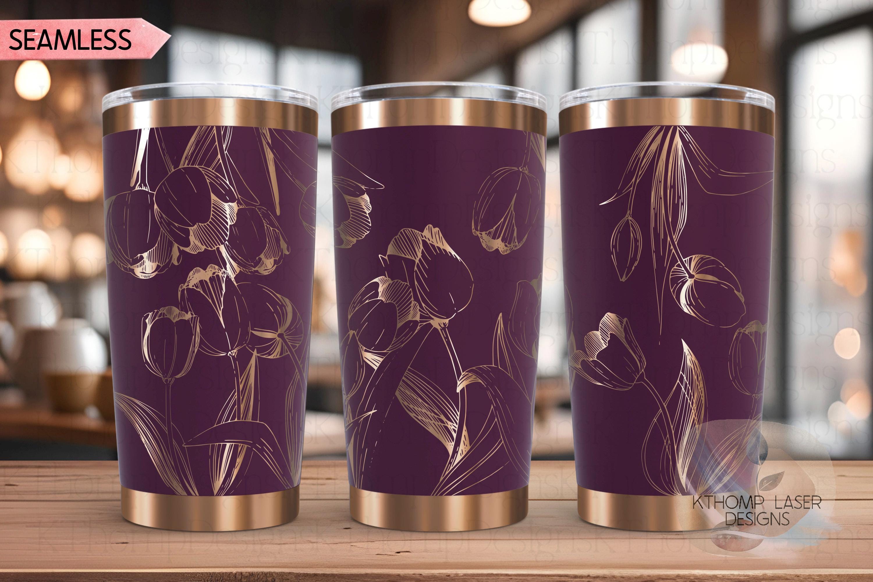 Tulips Tumbler Wrap SVG | 20oz and 30oz Laser Engraving File | Rotary Engrave Digital Design | Floral SVG Design