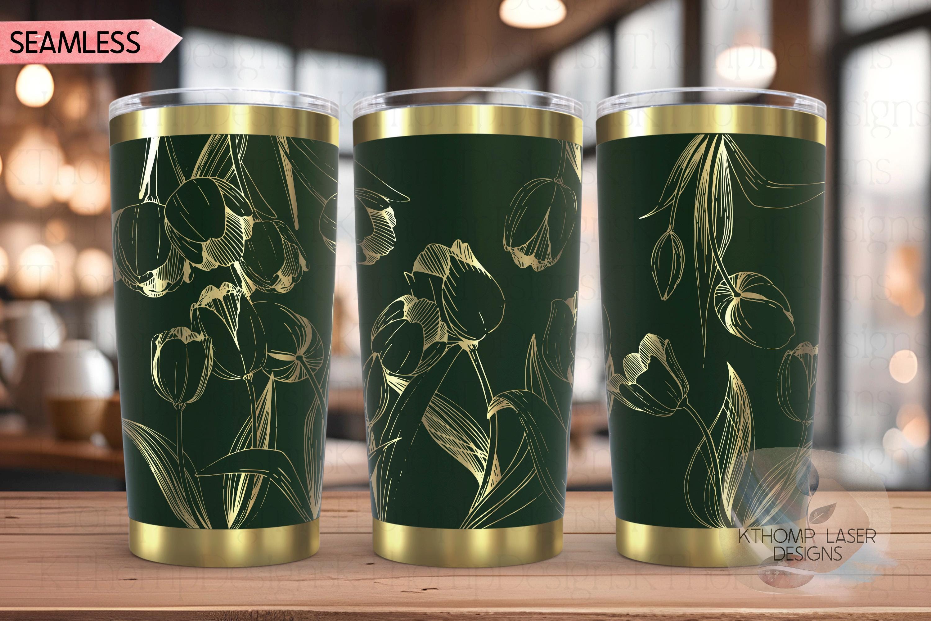 Tulips Tumbler Wrap SVG | 20oz and 30oz Laser Engraving File | Rotary Engrave Digital Design | Floral SVG Design