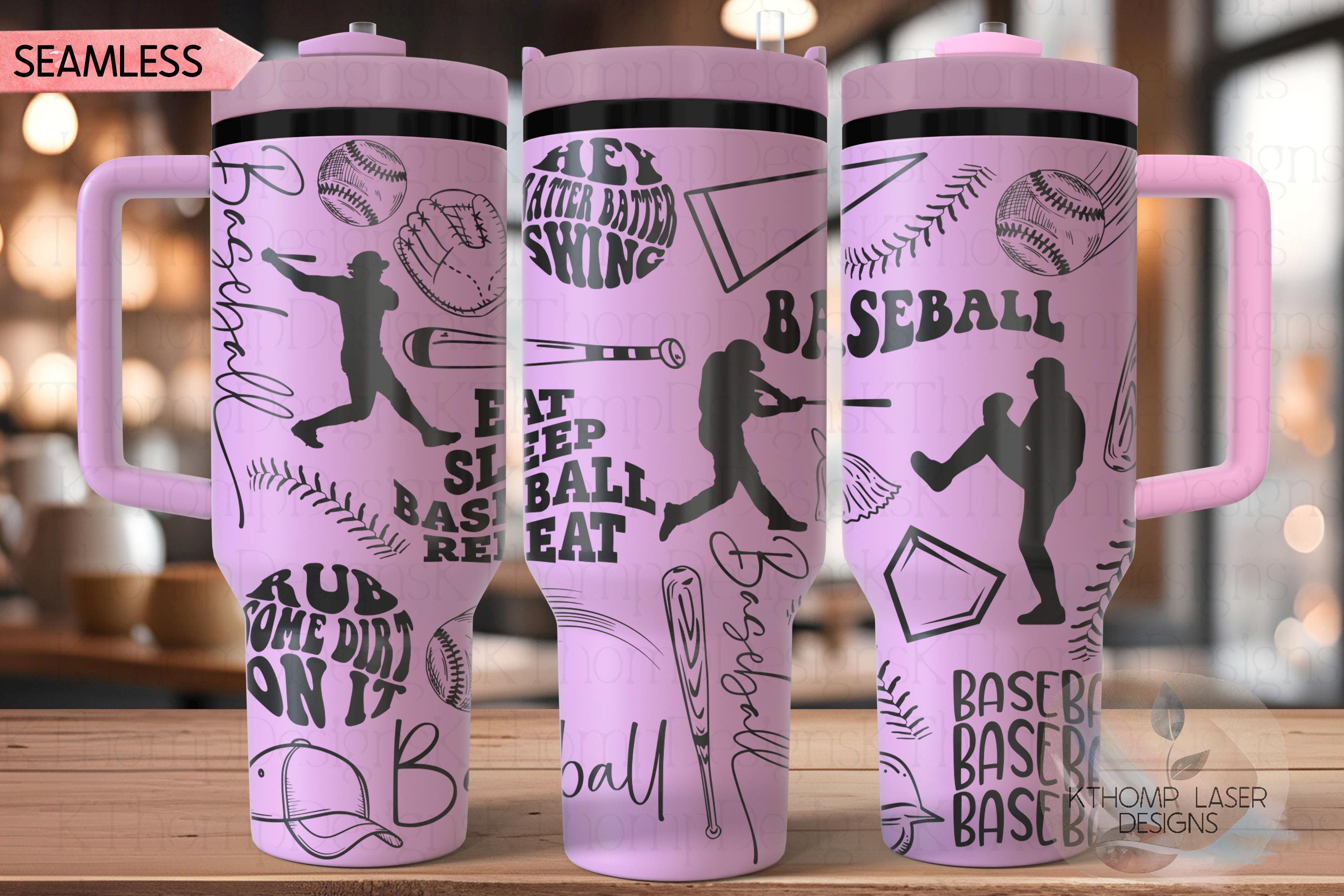 Baseball Player Tumbler Wrap SVG | 40oz Laser Engraving File | Rotary Ready Digital Design | Sports Fan SVG