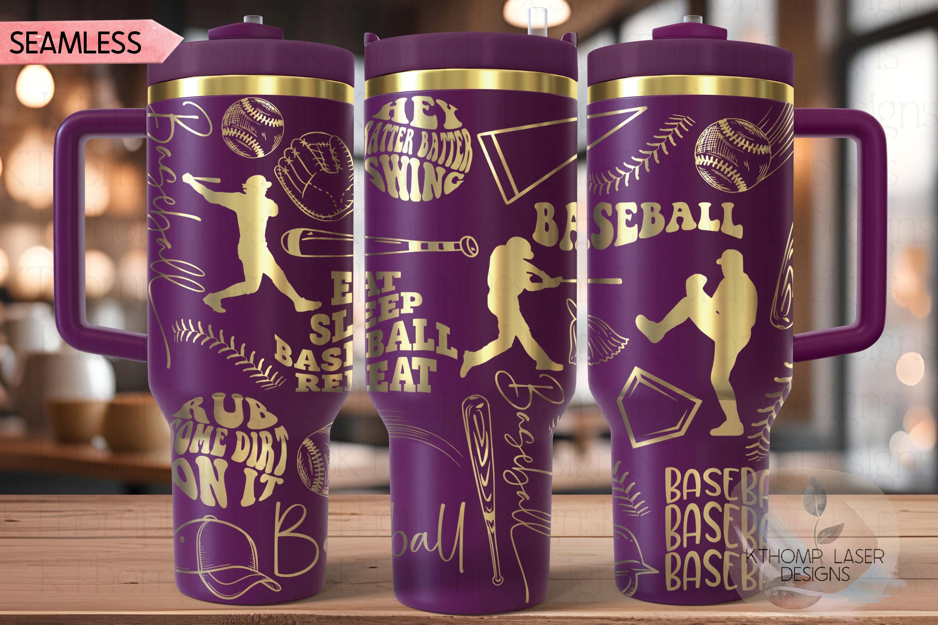 Baseball Player Tumbler Wrap SVG | 40oz Laser Engraving File | Rotary Ready Digital Design | Sports Fan SVG
