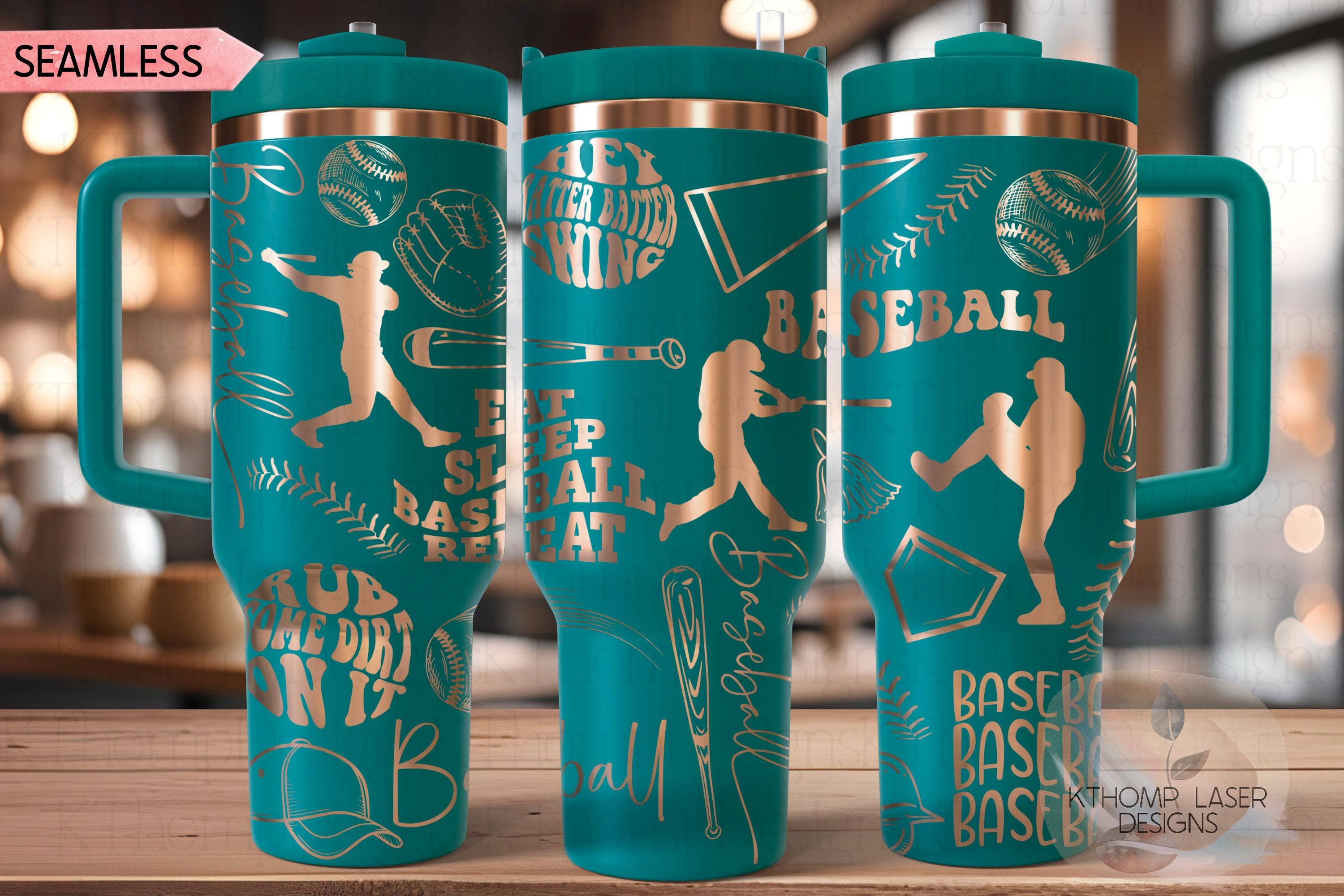 Baseball Player Tumbler Wrap SVG | 40oz Laser Engraving File | Rotary Ready Digital Design | Sports Fan SVG