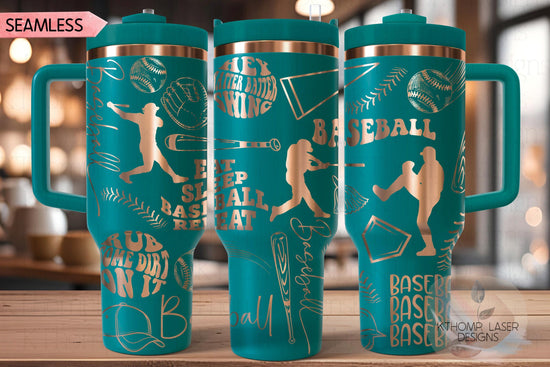 Baseball Player Tumbler Wrap SVG | 40oz Laser Engraving File | Rotary Ready Digital Design | Sports Fan SVG