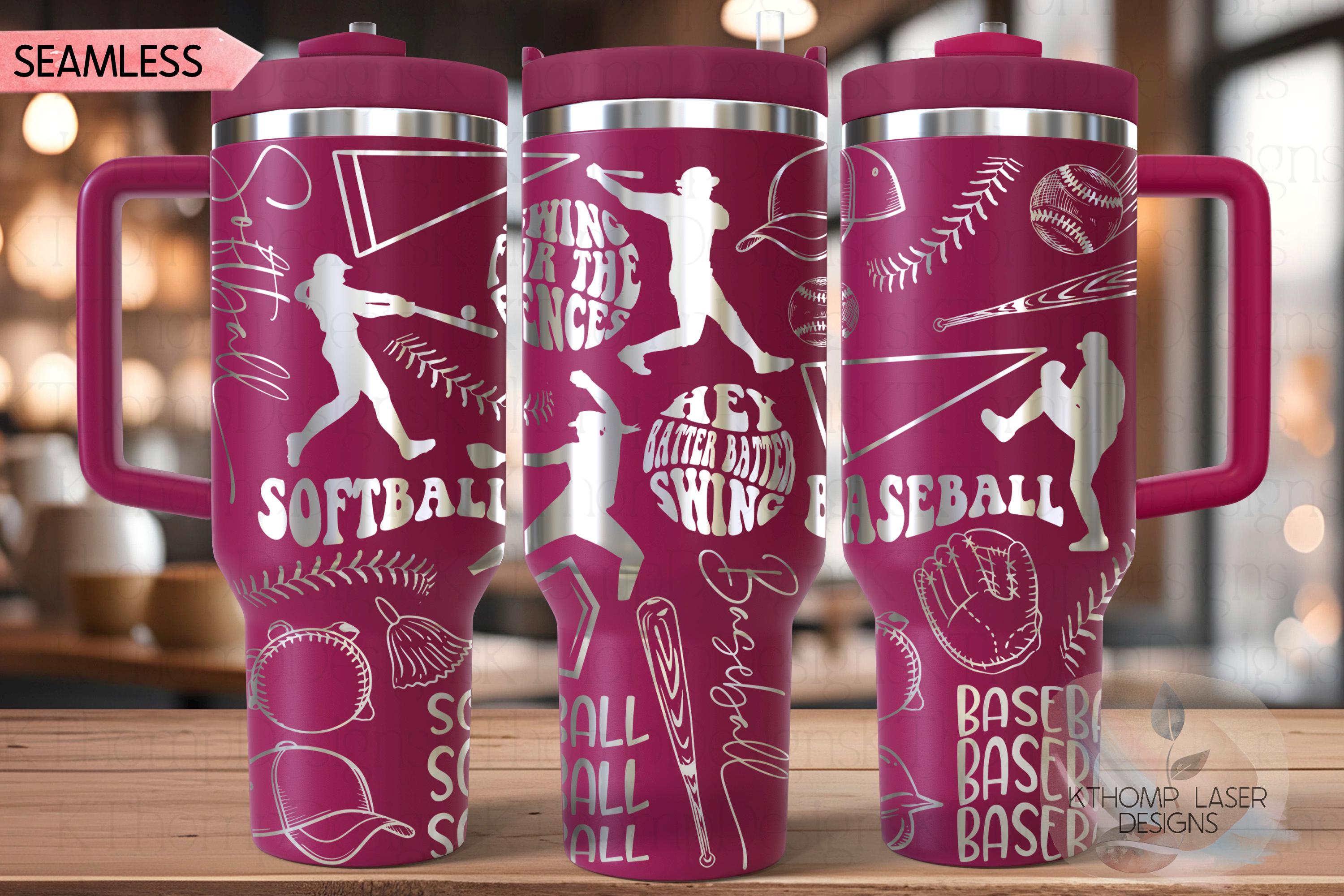 Baseball Softball Doodles Combo Tumbler Wrap SVG | 40oz Laser Engraving File | Rotary Ready Digital Design | Sports Fan SVG