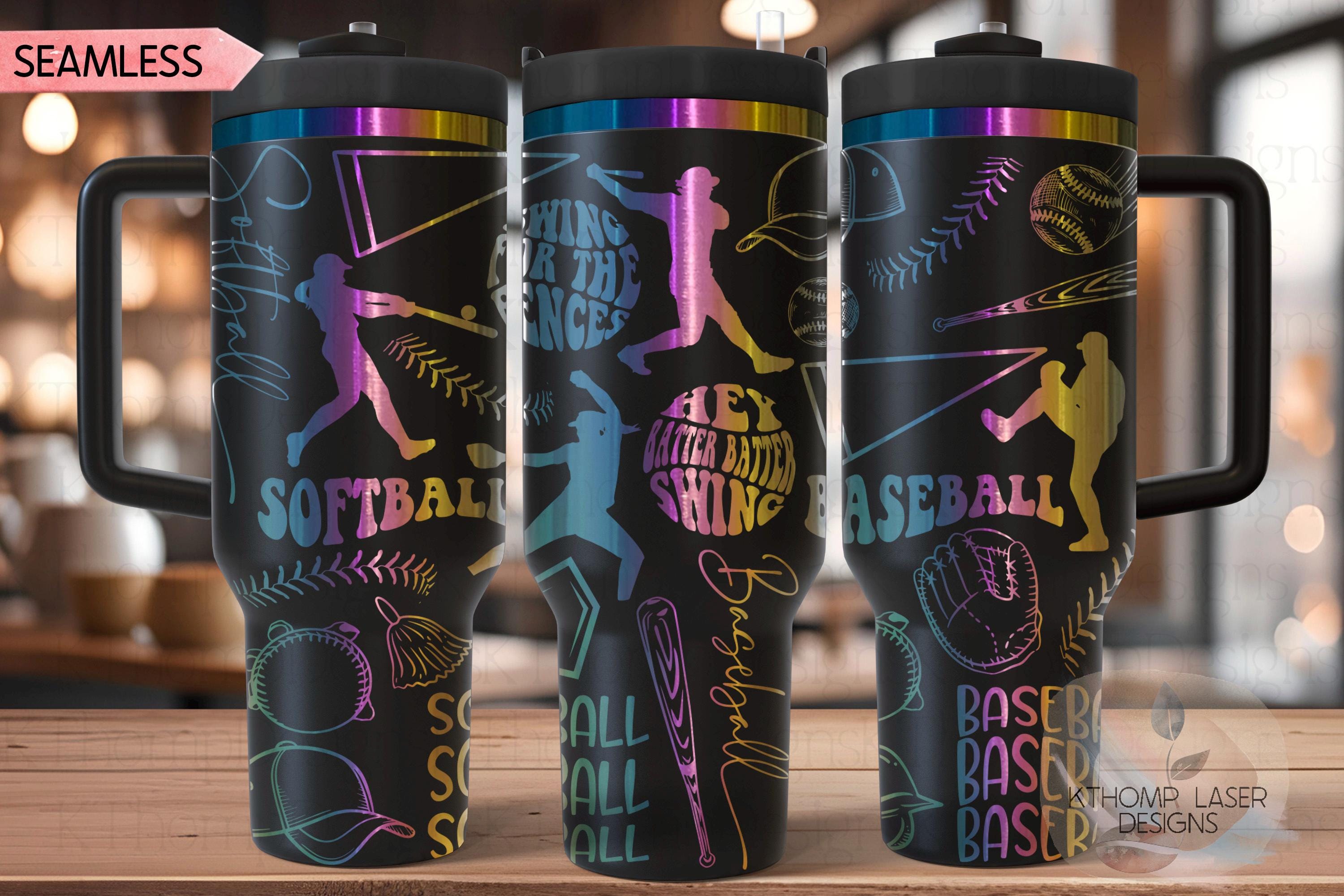 Baseball Softball Doodles Combo Tumbler Wrap SVG | 40oz Laser Engraving File | Rotary Ready Digital Design | Sports Fan SVG
