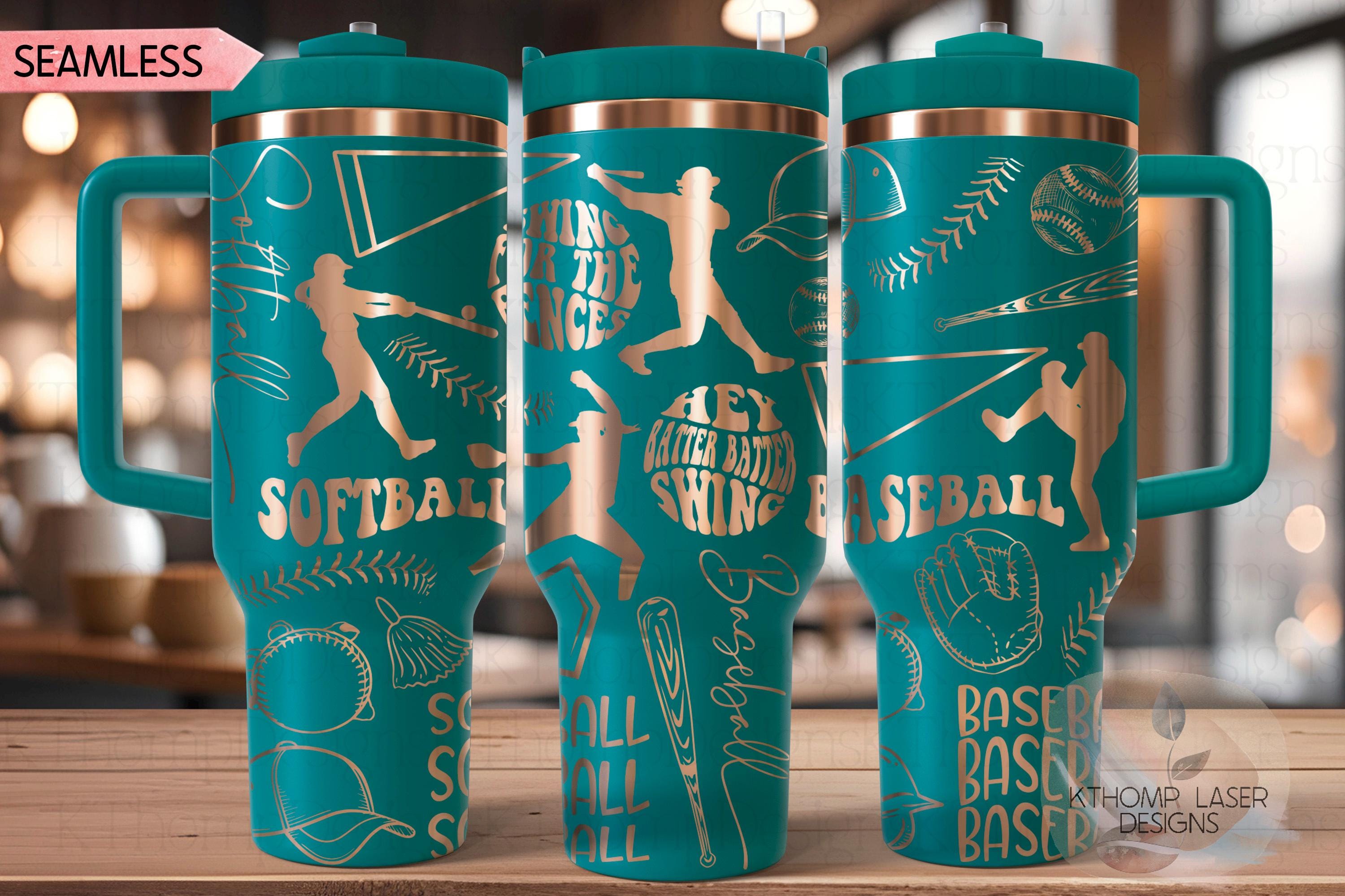 Baseball Softball Doodles Combo Tumbler Wrap SVG | 40oz Laser Engraving File | Rotary Ready Digital Design | Sports Fan SVG
