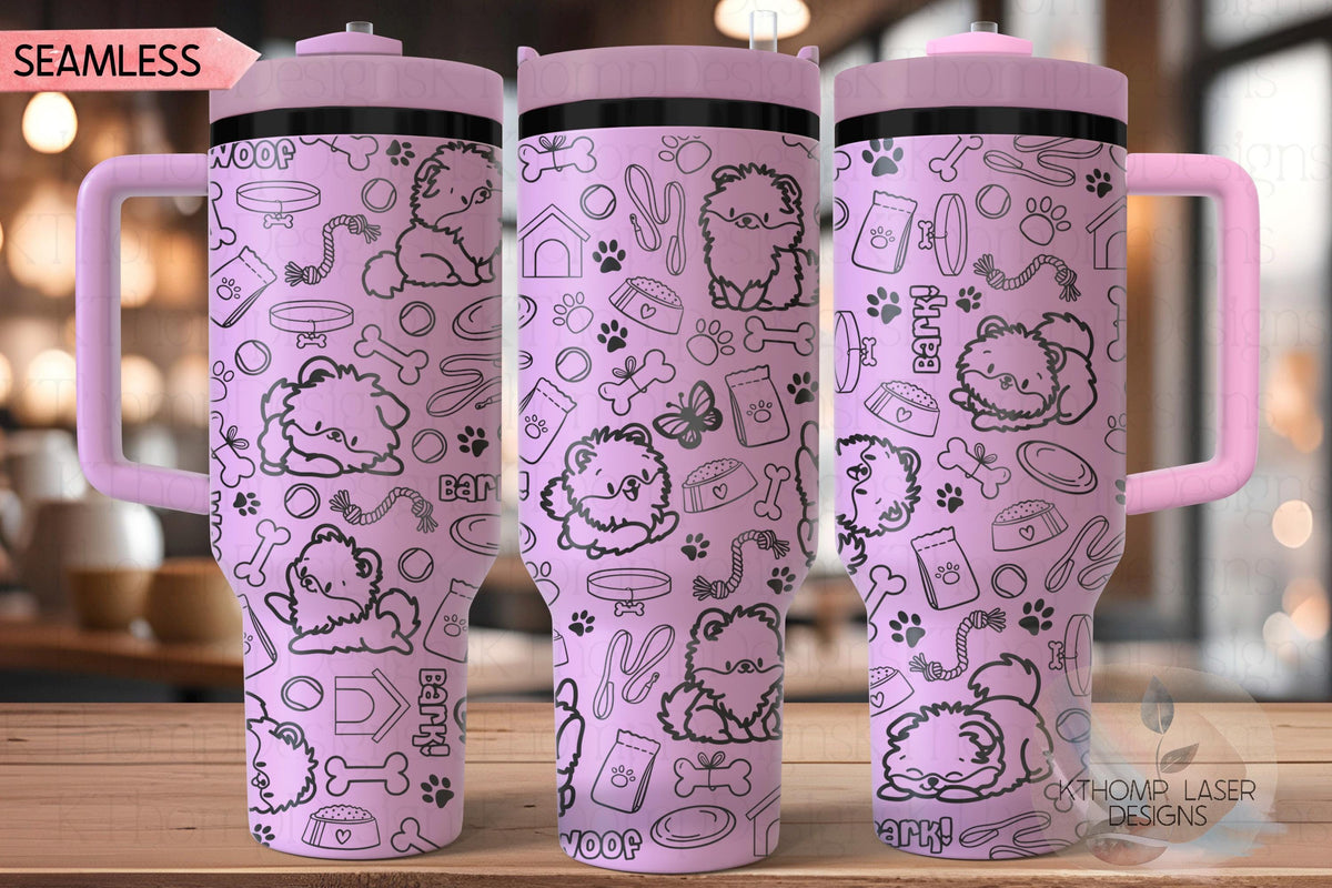 Pomeranian Tumbler Wrap SVG | 40oz Laser Engraving File | Rotary Engrave Digital Design | Dog Lover Gift