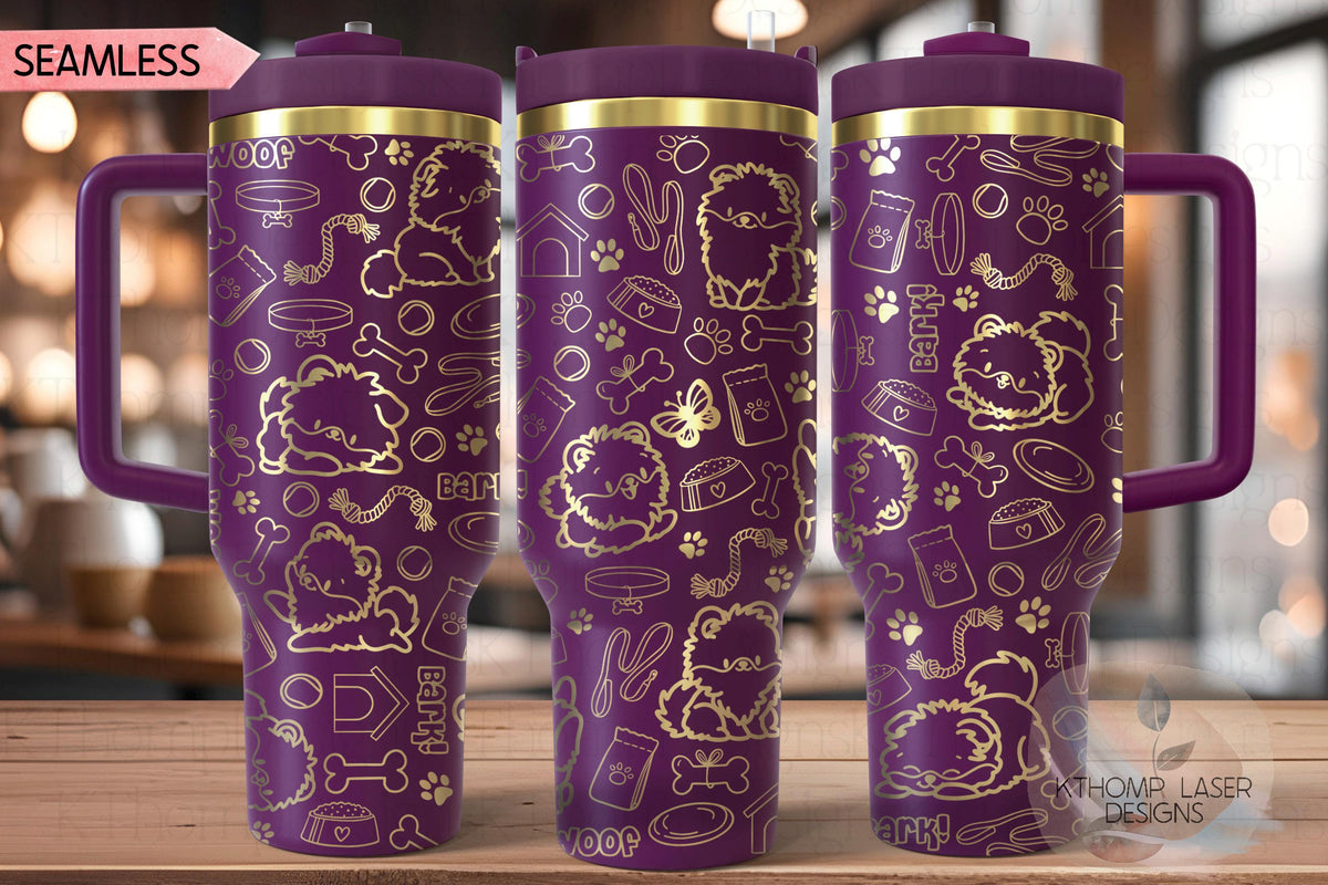 Pomeranian Tumbler Wrap SVG | 40oz Laser Engraving File | Rotary Engrave Digital Design | Dog Lover Gift