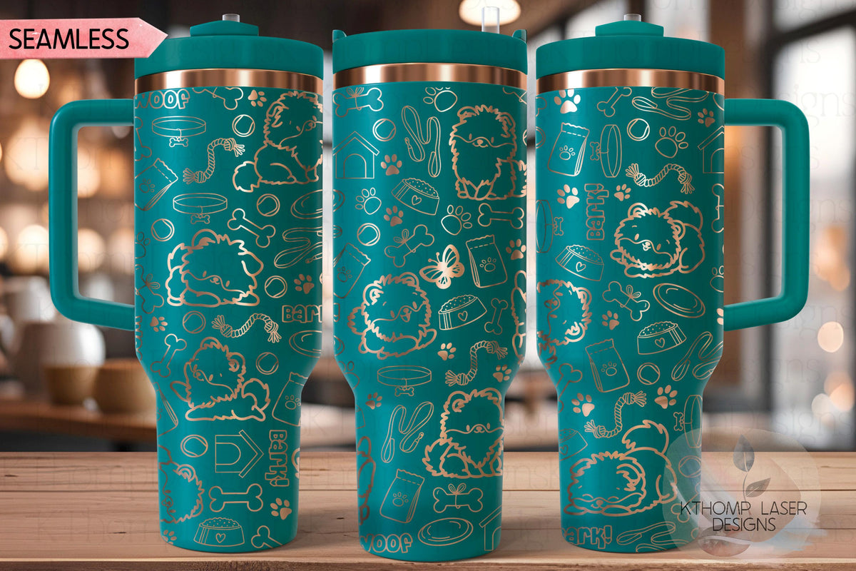 Pomeranian Tumbler Wrap SVG | 40oz Laser Engraving File | Rotary Engrave Digital Design | Dog Lover Gift