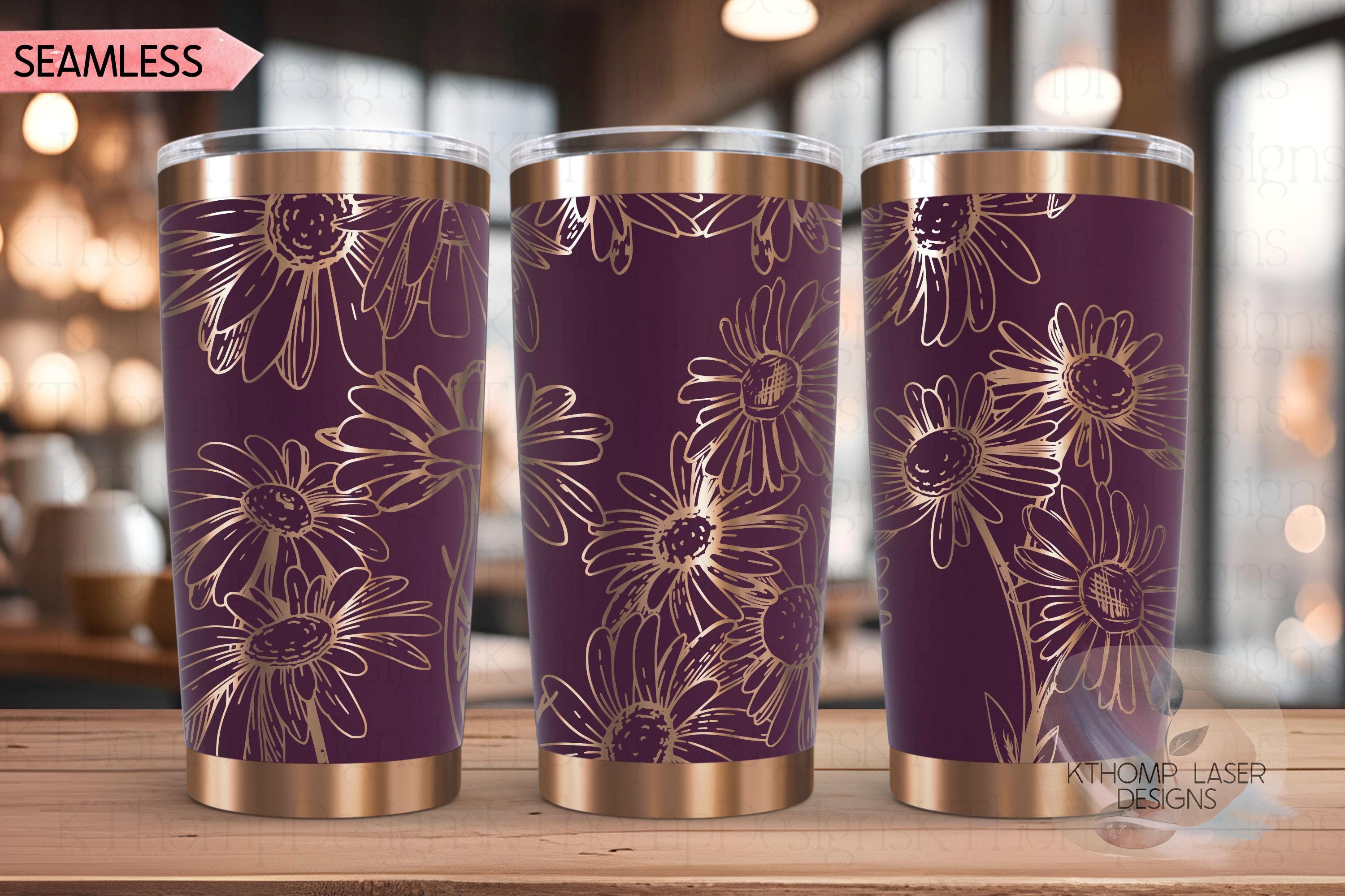Daisies Tumbler Wrap SVG | 20oz and 30oz Laser Engraving File | Rotary Engrave Digital Design | Floral SVG Design